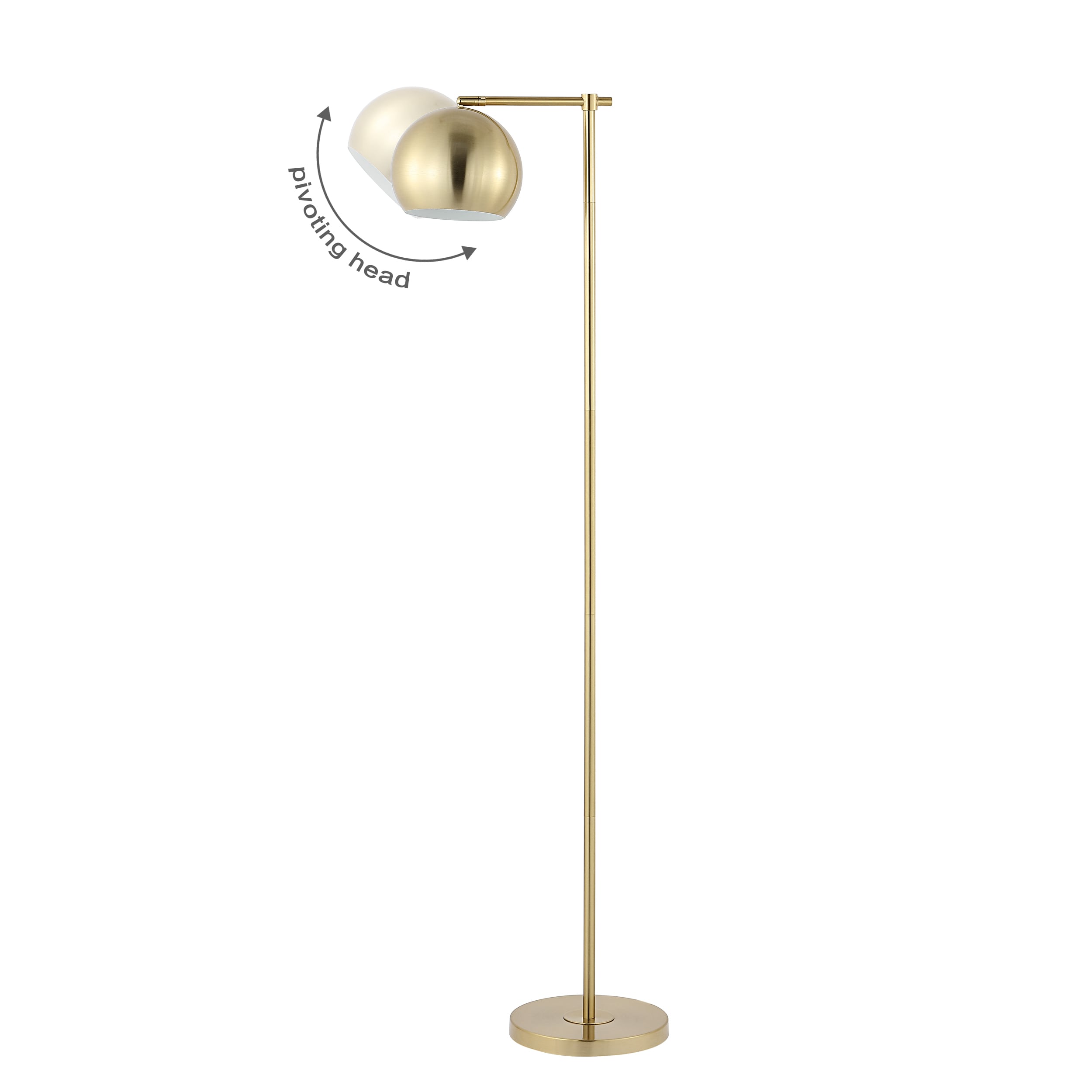 Eva 58.5" Satin Gold Metal Arc Floor Lamp with Dimmable LED