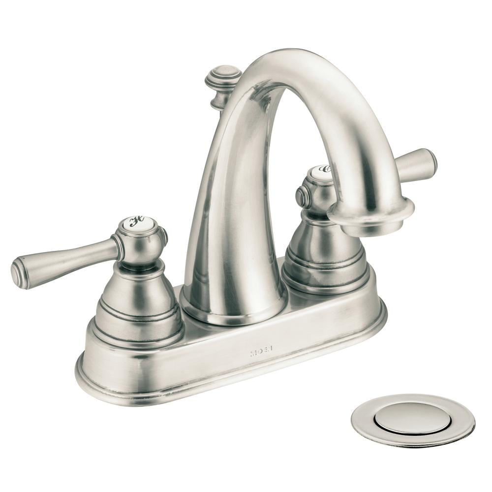 Moen Kingsley Antique Nickel 2-handle 4-in Centerset WaterSense Bathroom  Sink Faucet with Drain at
