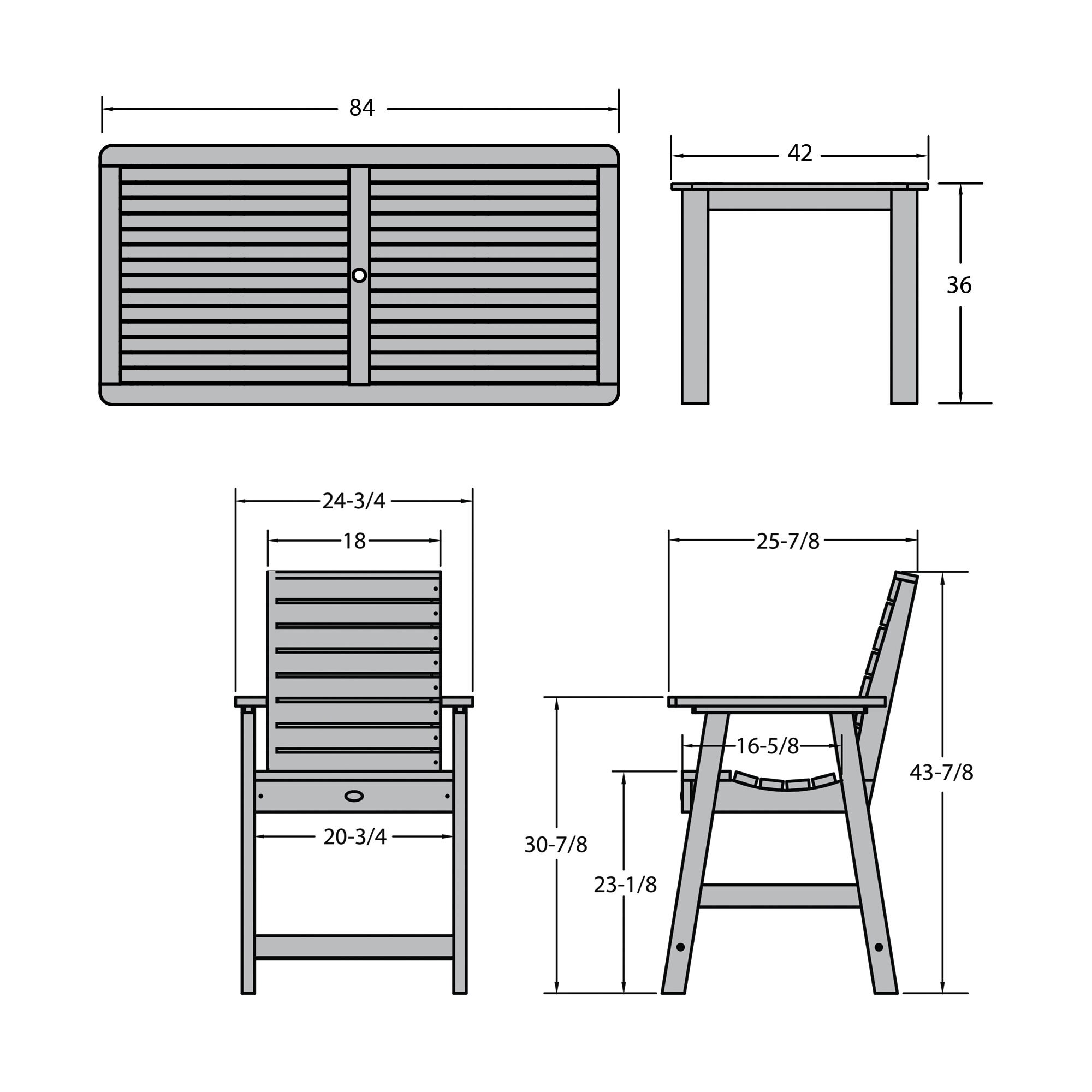 Highwood Weatherly 7 Bar Height Patio Dining Set Plastic Rectangle 