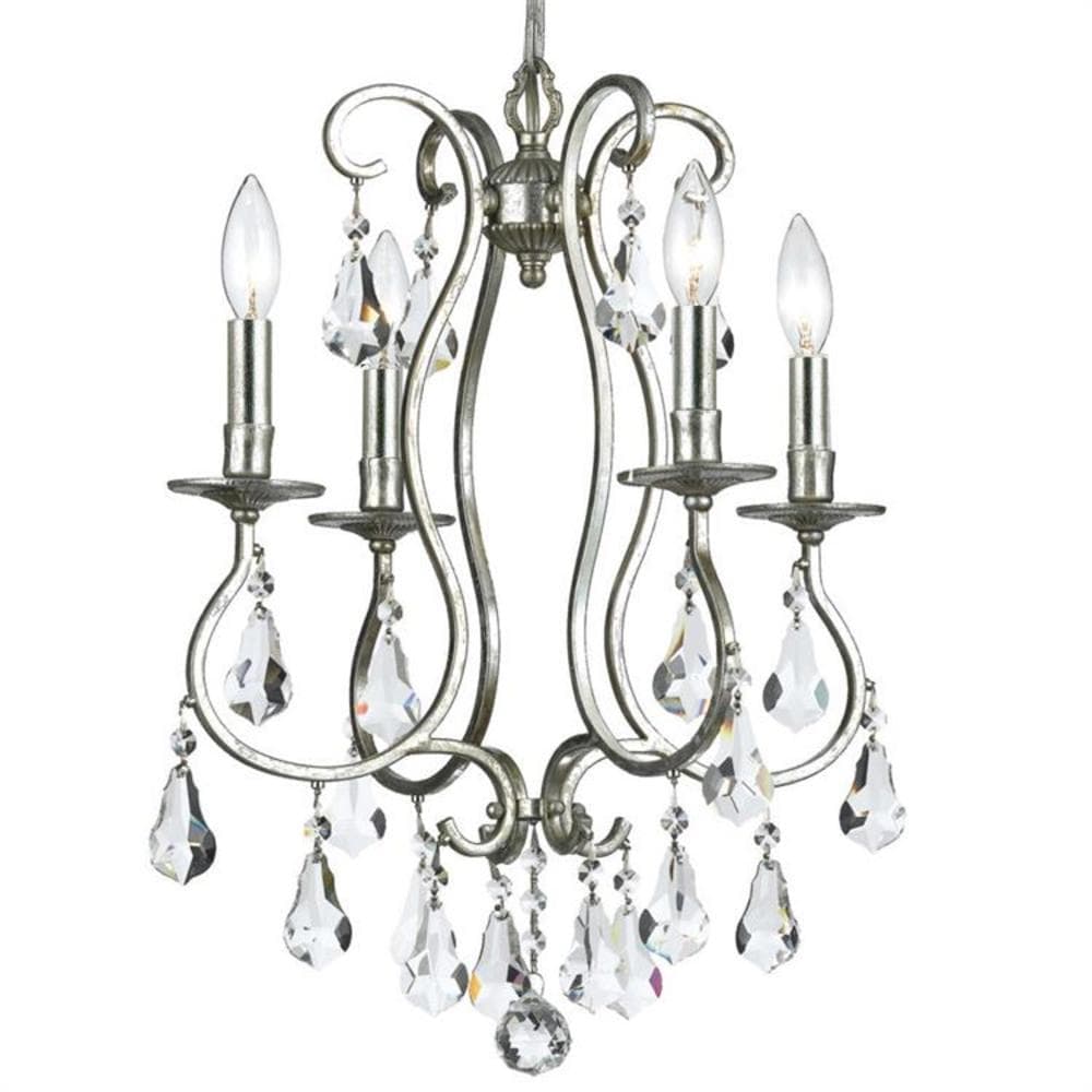 Crystorama 5014-OS-CL-S Ashton 4 -Light Brushed Steel Rustic Crystal For Use in Bedrooms, Dining Rooms, Foyers, Kitchens, Living Rooms Chandelier