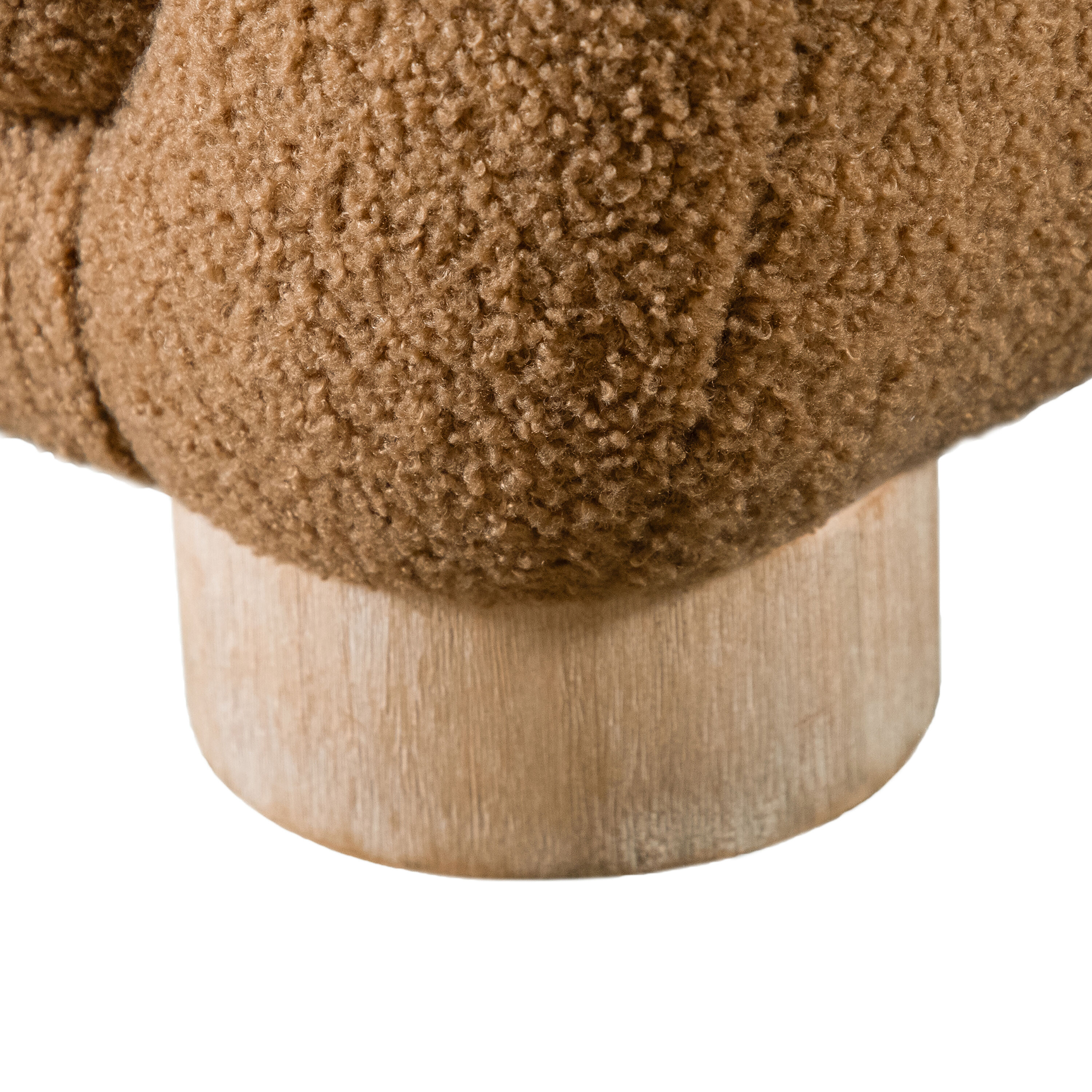Waxley Brown Boucle Barrel Accent Chair with Wooden Legs