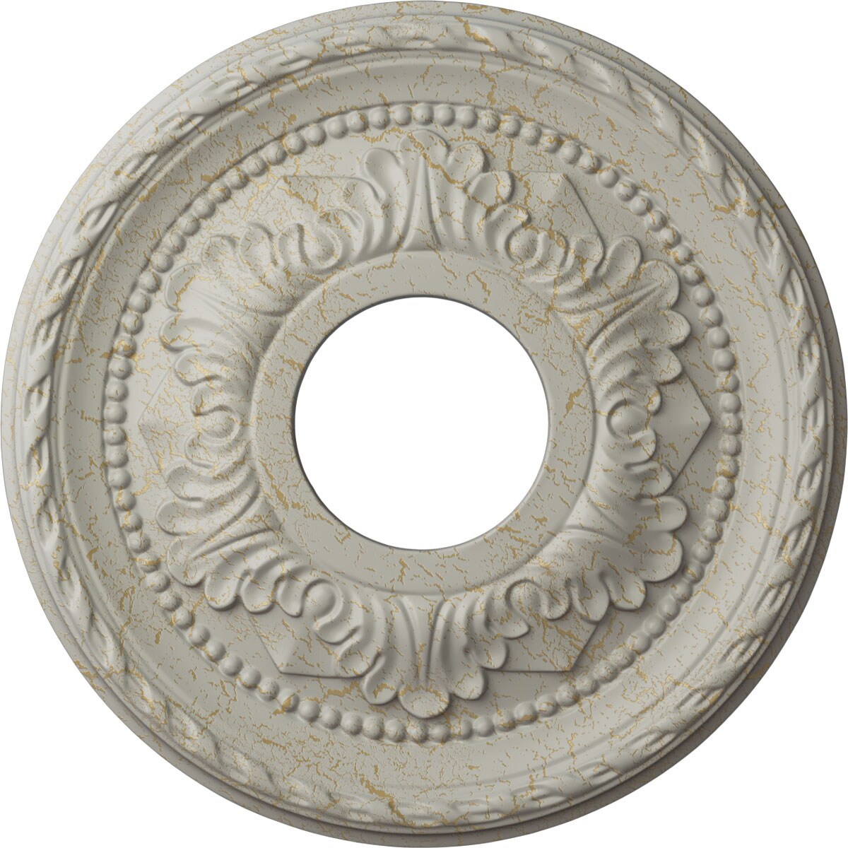 Ekena Millwork CM12PMPCC Palmetto 12.125-in W x 12.125-in L Painted Pot Of Cream Crackle Polyurethane Whole Ceiling Medallion