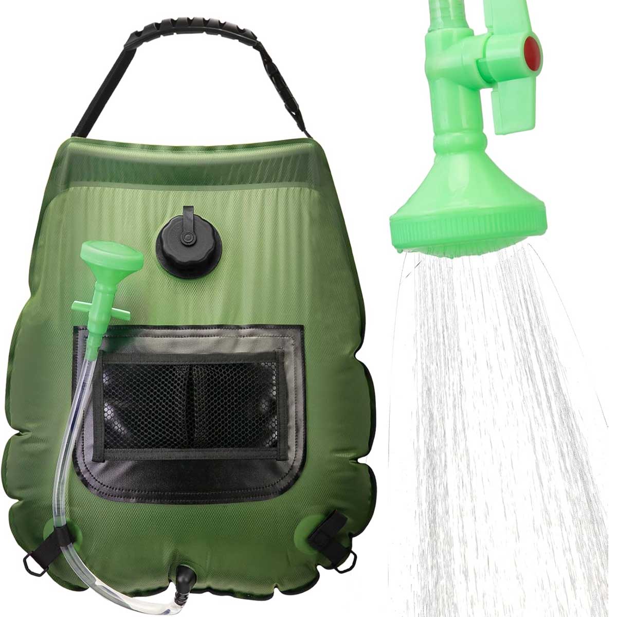 Aoibox LABZB0826009 Solar Portable Shower Bag 5 Gal20L Solar Heating Outdoor Camping Shower with OnOff Switchable Shower Head Removable Hose for Camping Hiking Travel Beach Swimming