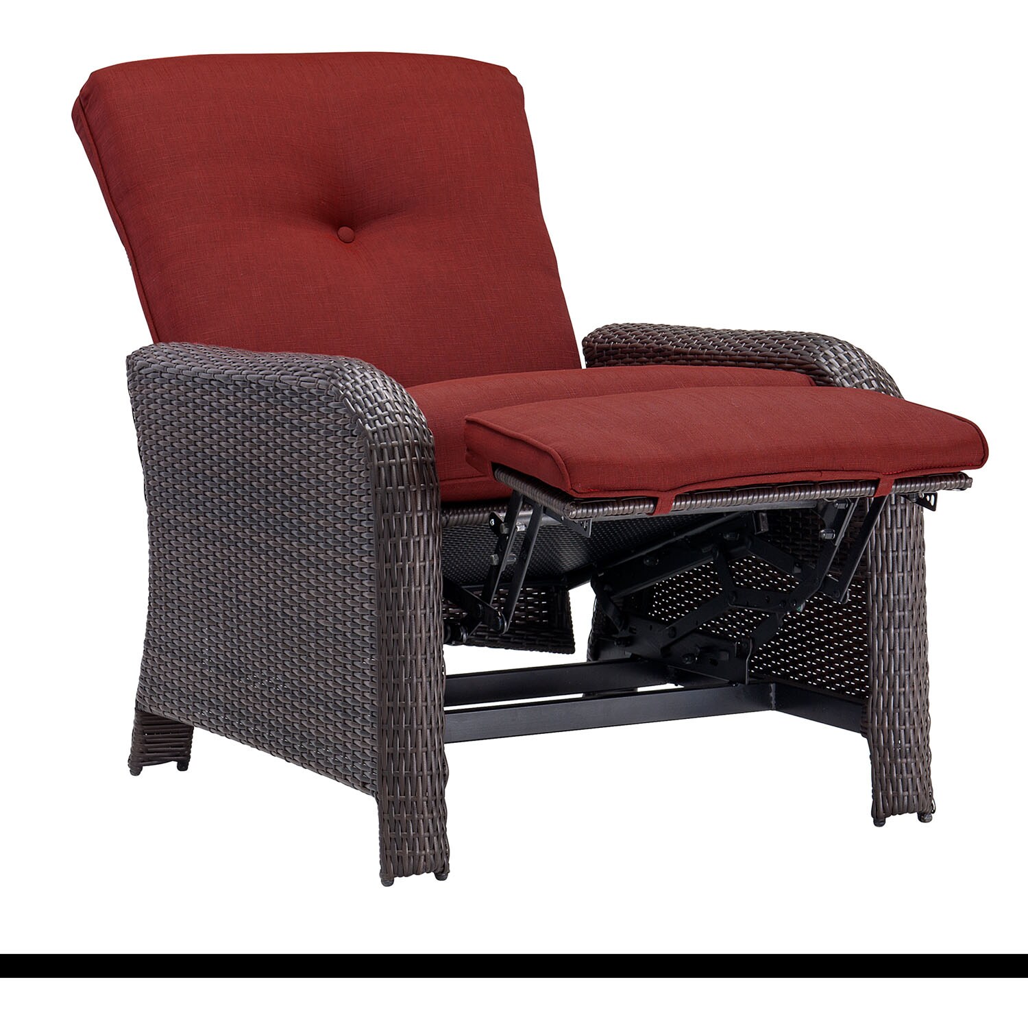 Strathmere Crimson Red Wicker and Steel Outdoor Recliner