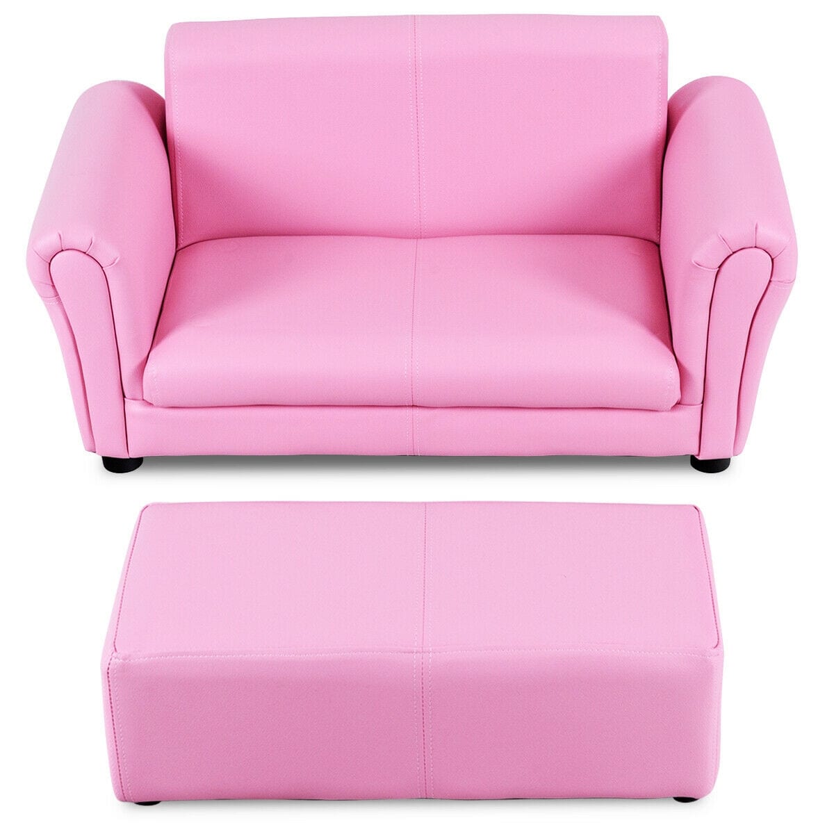 WELLFOR HW-HWY1-54199PI RT Kids Loveseats 16-Inches Pink Upholstered Kids Accent Chair