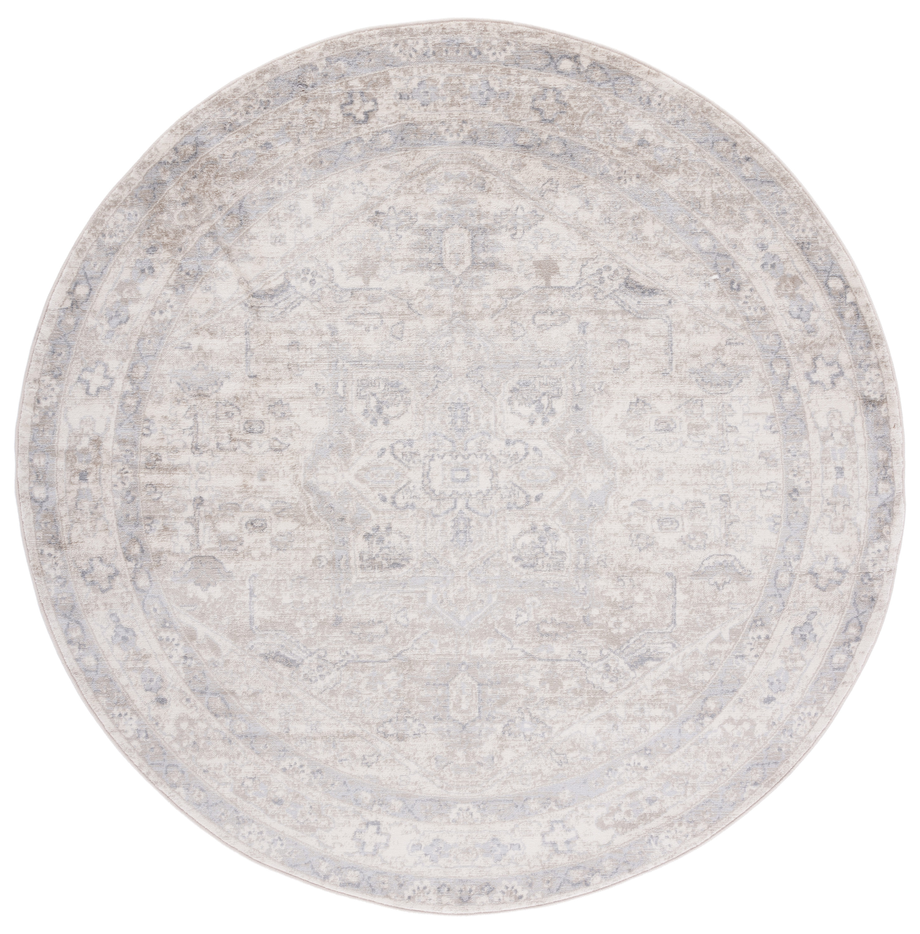 Safavieh BNT852D-7R Brentwood Vessie 7 x 7 (ft) Loomed Polypropylene Ivory/Gray Round Indoor Abstract Farmhouse/Cottage Area rug