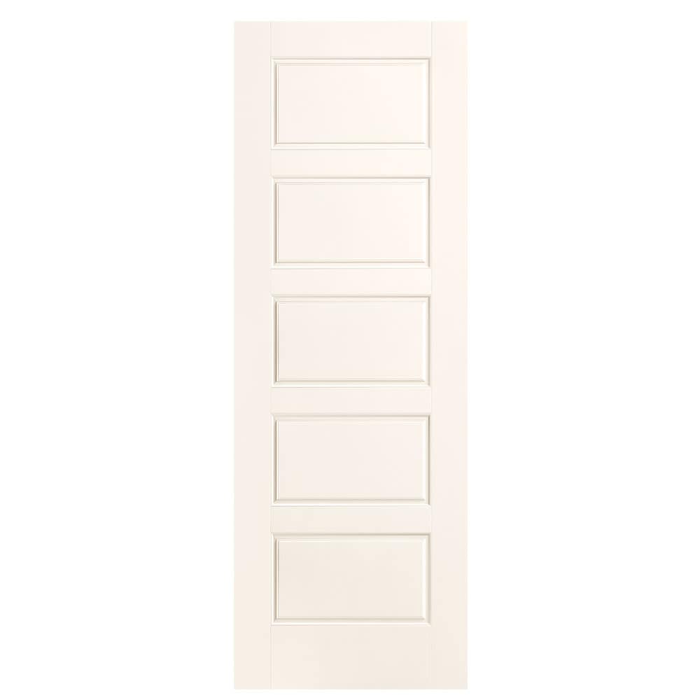 Masonite 1444544 Riverside 28-in x 80-in White 5-panel equal Smooth Solid core Prefinished Molded composite Slab Door