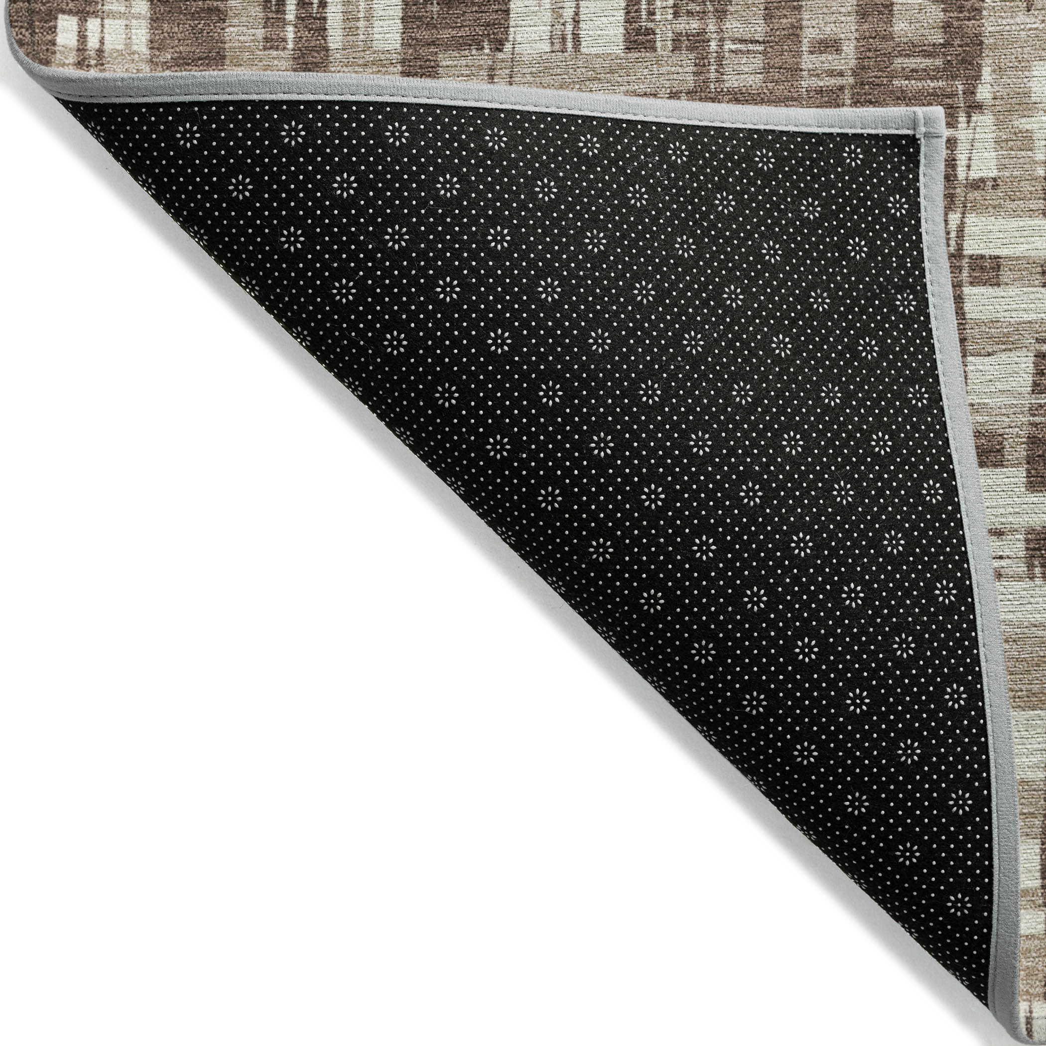Brown and Beige Synthetic Flat Woven Washable Area Rug