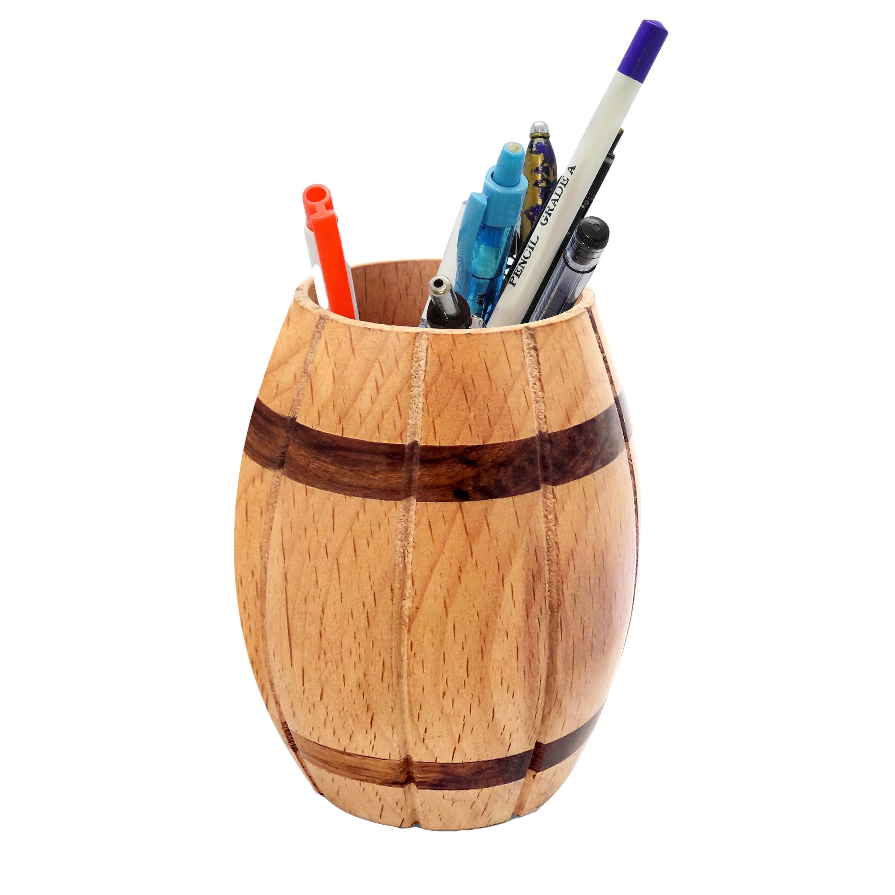Vintiquewise QI004391 Wood 1 Compartment Pen Holder, Pack of 1, Brown