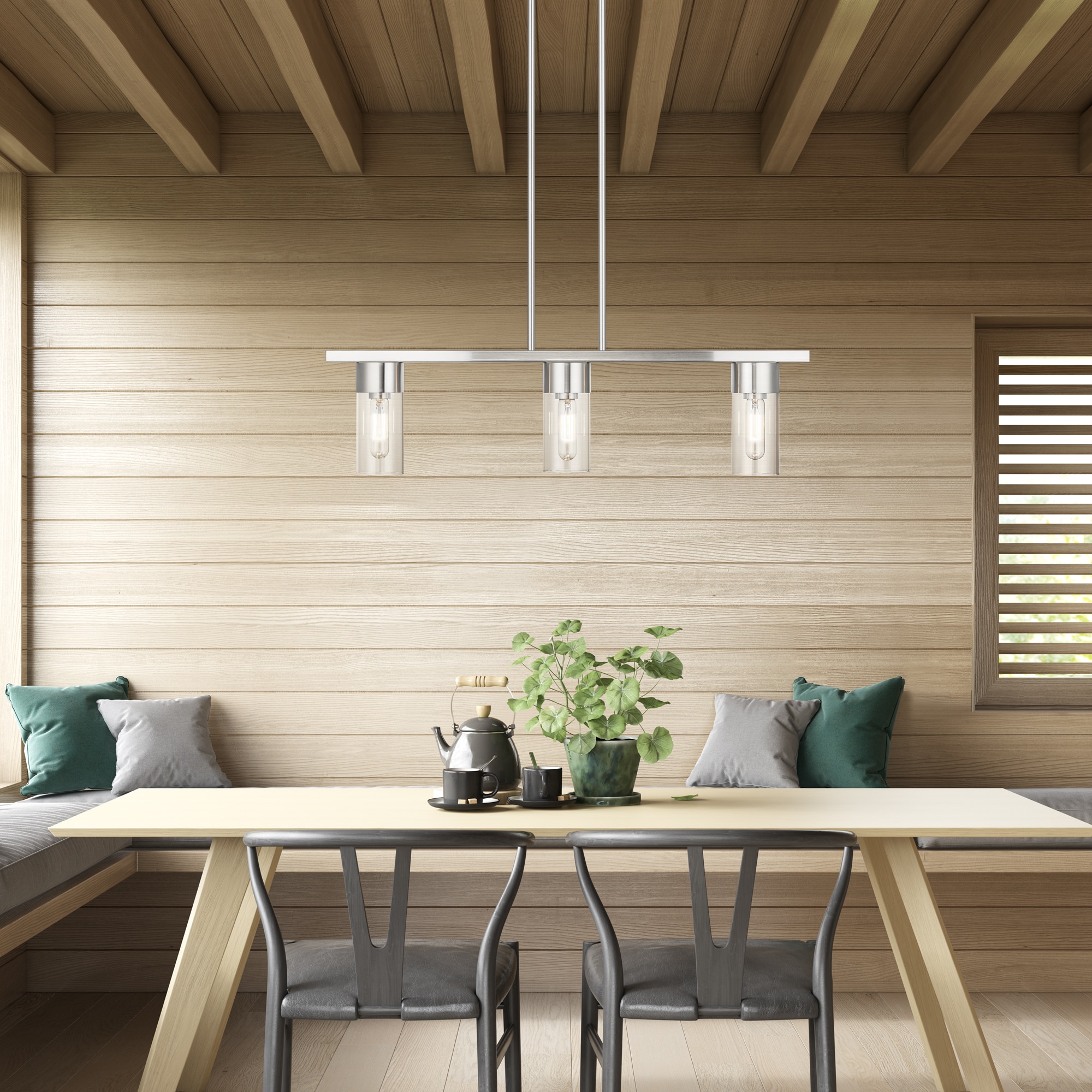 Brushed Nickel 3-Light Chandelier with Clear Glass Shades