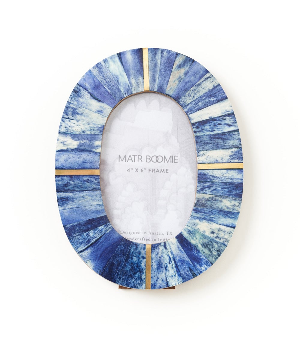 Matr Boomie Artemis Indigo Oval 4x6 Picture Frame - Carved Bone with ...