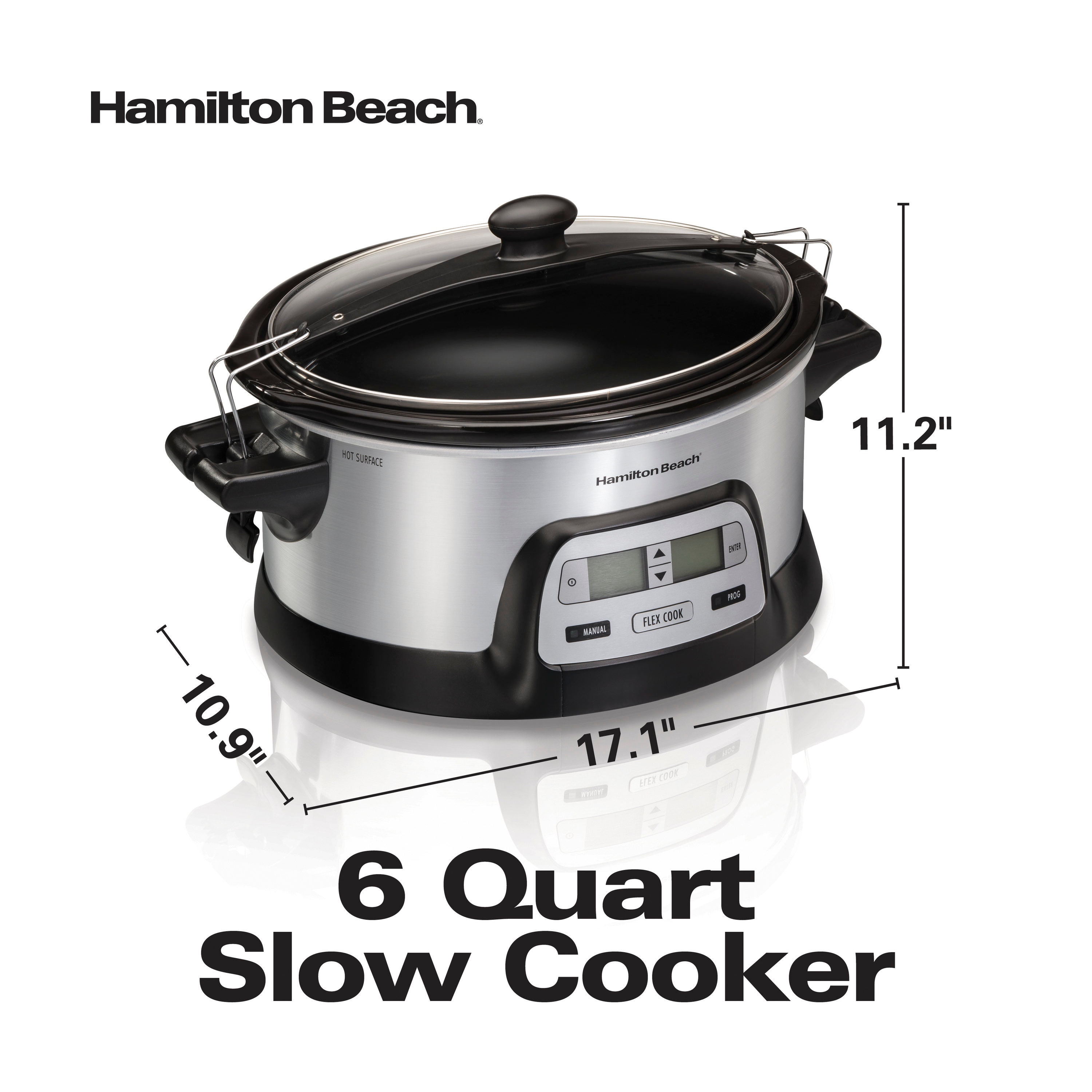 Hamilton Beach 33561 Slow Cooker, 6 qt, 120 V, 285 W, Sta