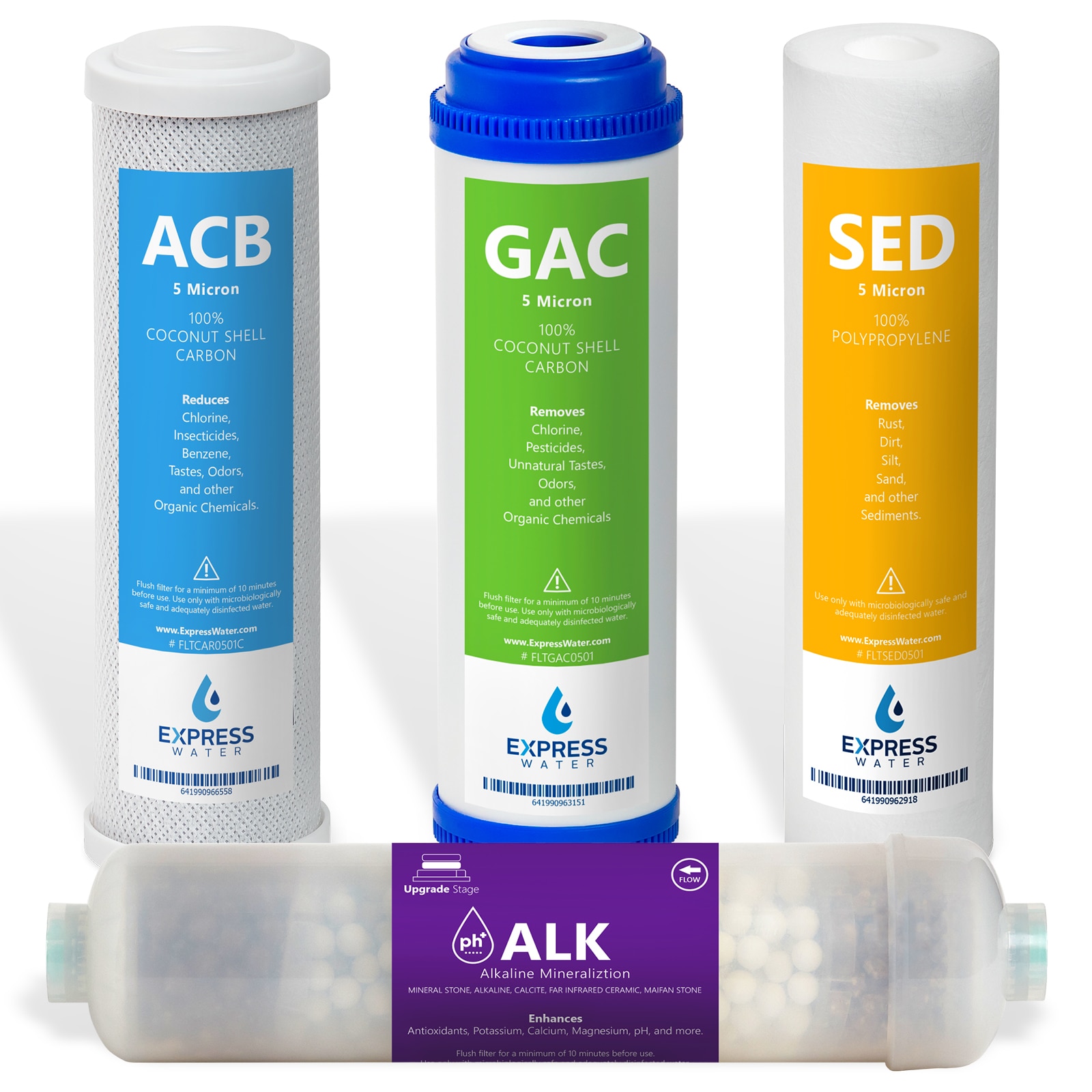 Express Water FLTSETALK04Q FLTSETALK04Q 6 Months Alkaline Reverse Osmosis Filter Set Alkaline Under sink Replacement Filter 4 -Pack