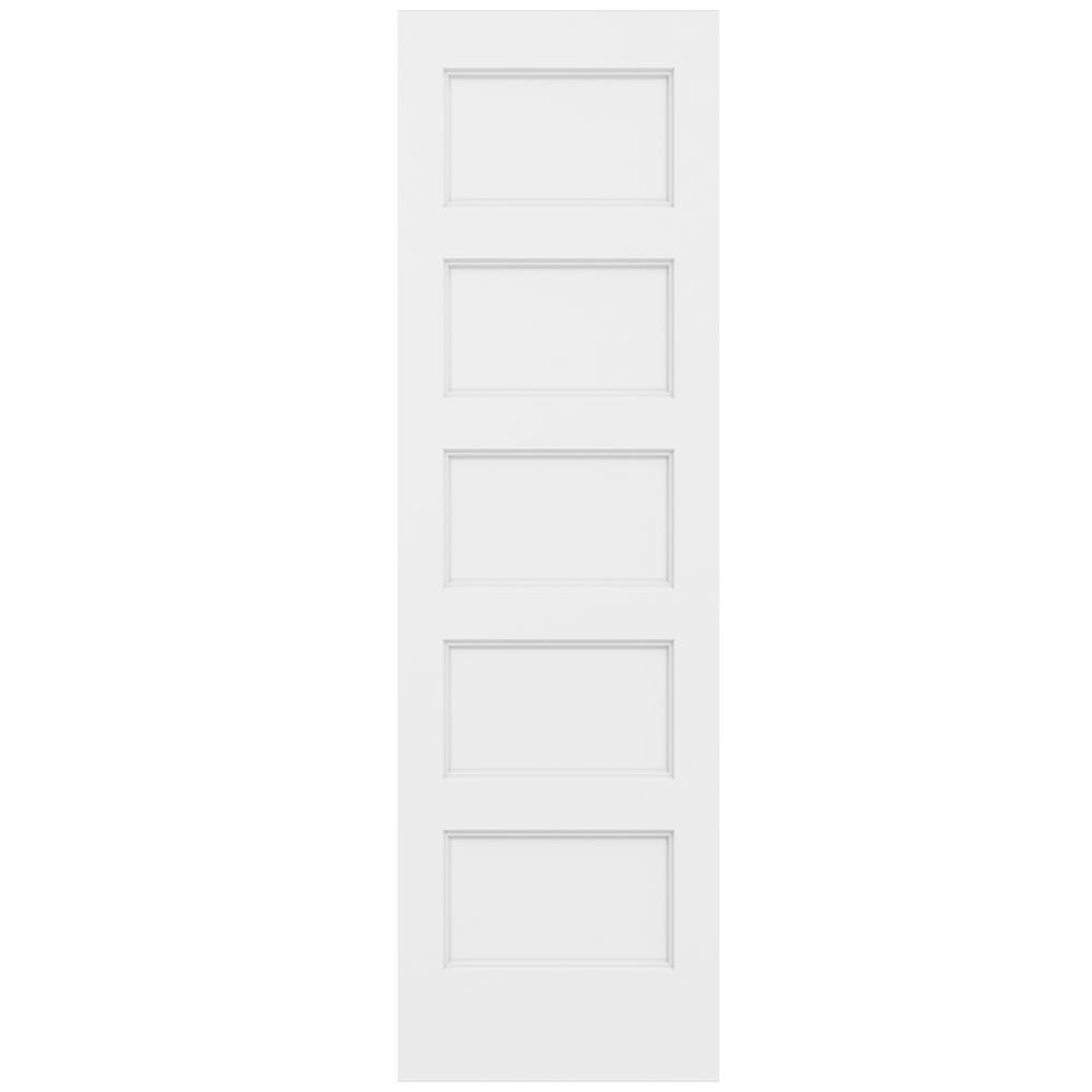 JELD-WEN JW2262-00807 Conmore 24-in x 80-in Primed 5-panel square Smooth Hollow core Primed Molded composite Slab Door