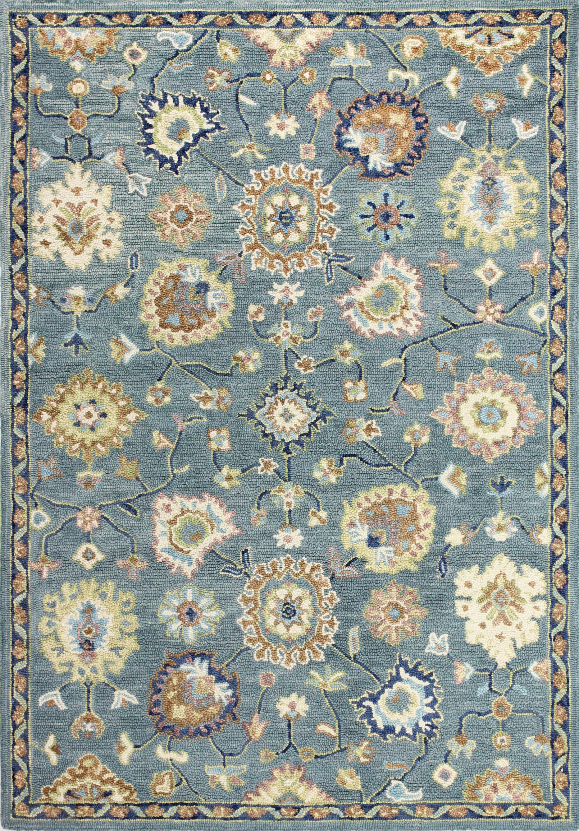Bashian 649652303604 3 X 8 (ft) Wool Teal Indoor Geometric Persian Runner Rug