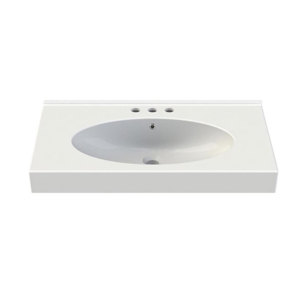 Nameeks CERA 084200-U-3H Rita White Ceramic Wall-mount Rectangular Modern Bathroom Sink (31.5-in x 19.09-in)