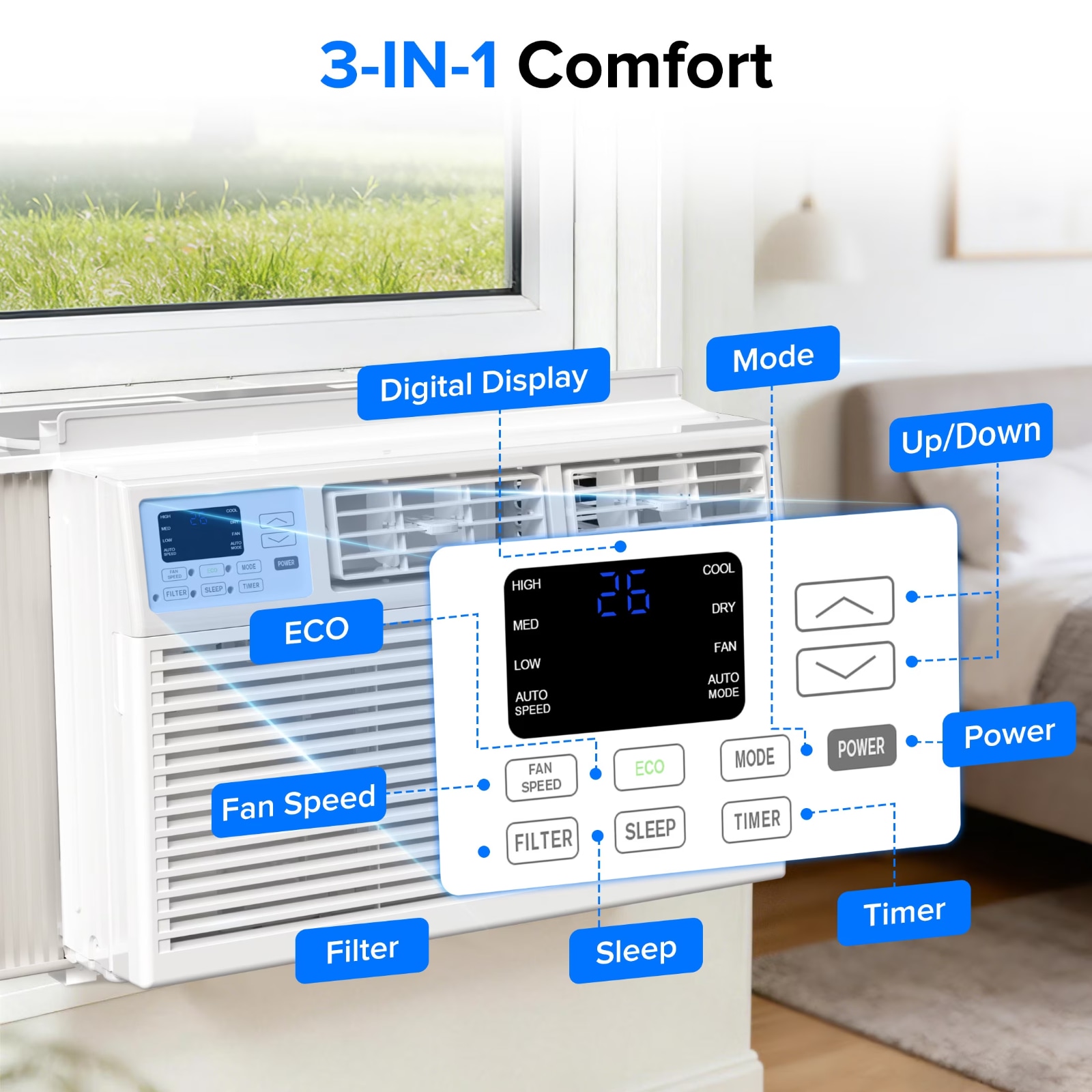 COWSAR A8502W-8K Window-Air-Conditioners - View #3