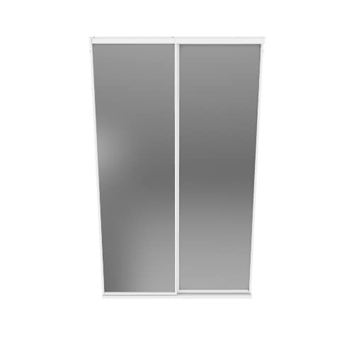RELIABILT BY0120 60-in x 80-in White Mirrored Glass Prefinished Mirror Sliding Door Hardware Included