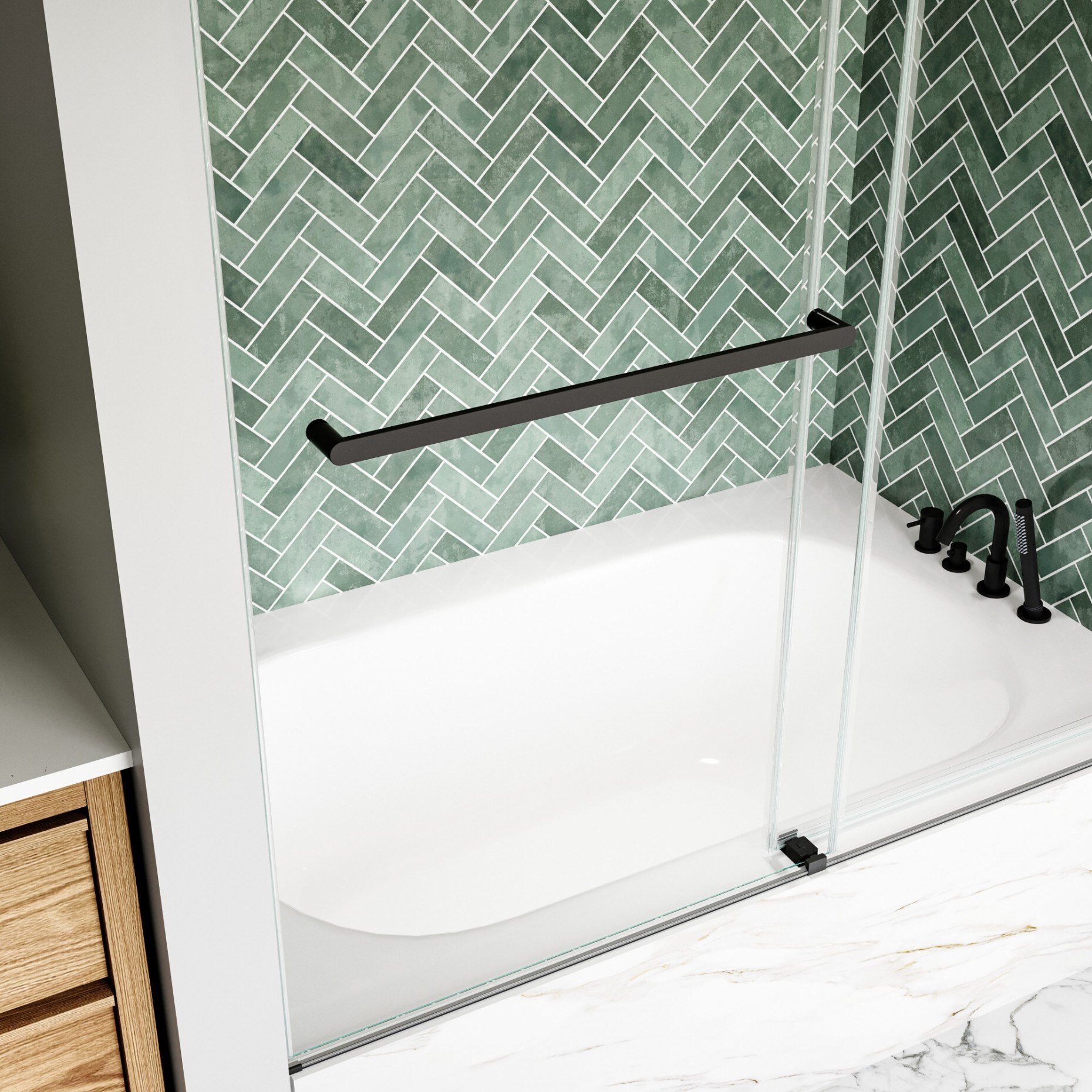 WELLFOR HORIZ-6062MB Bathtub-Doors - View #13