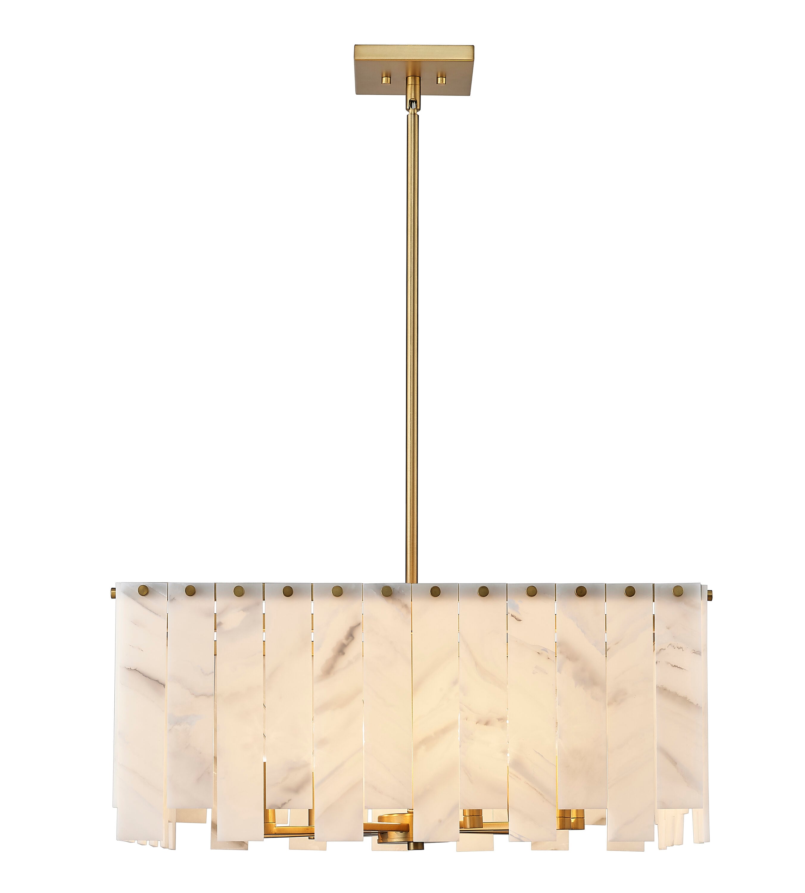 Viviana Art Deco Inspired 8-Light Rubbed Brass & Glass Pendant