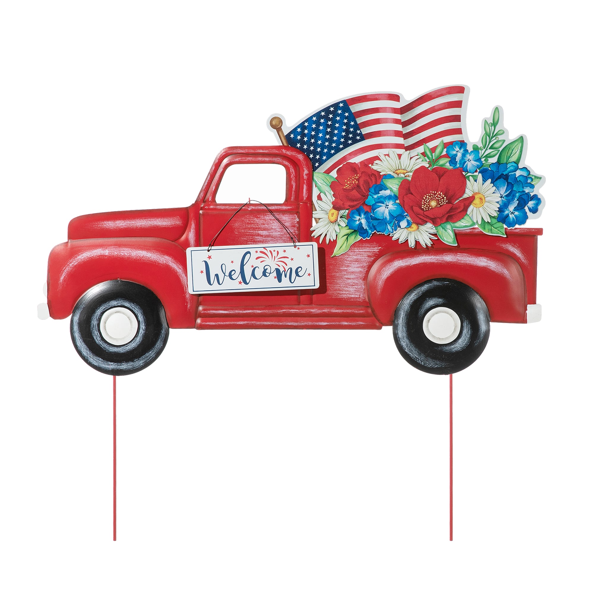 Glitzhome 2027300005 Metal Indoor Free standing decoration Stars 4th of July Decor