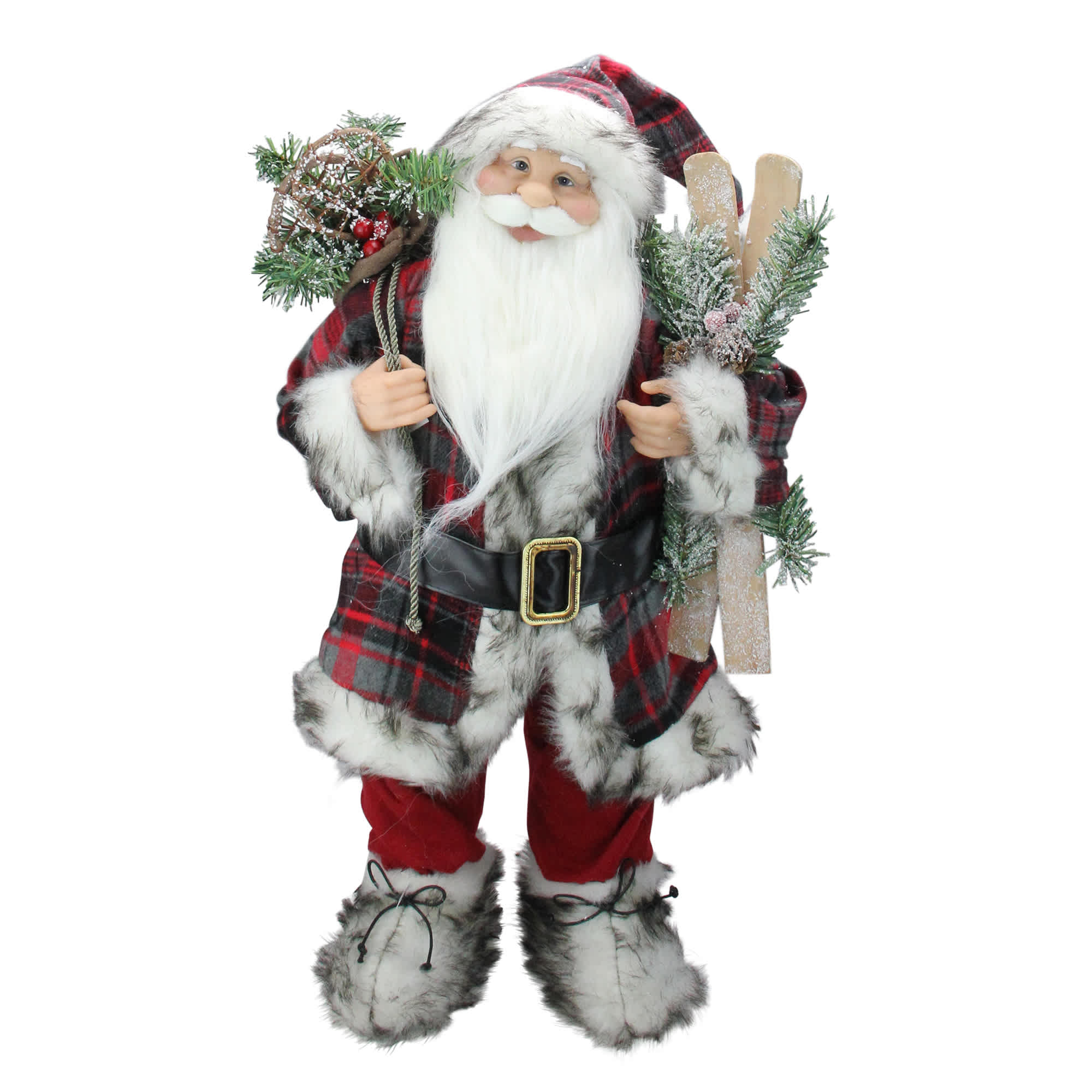 Northlight - 24 inch Alpine Santa Claus with Snowshoes and Skis Christmas Figure