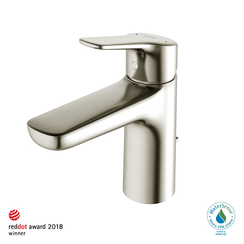 TOTO TLG03301U-PN Global Polished Nickel Single hole 1-handle WaterSense Mid-arc Commercial/Residential Handle Bathroom Sink Faucet with Drain