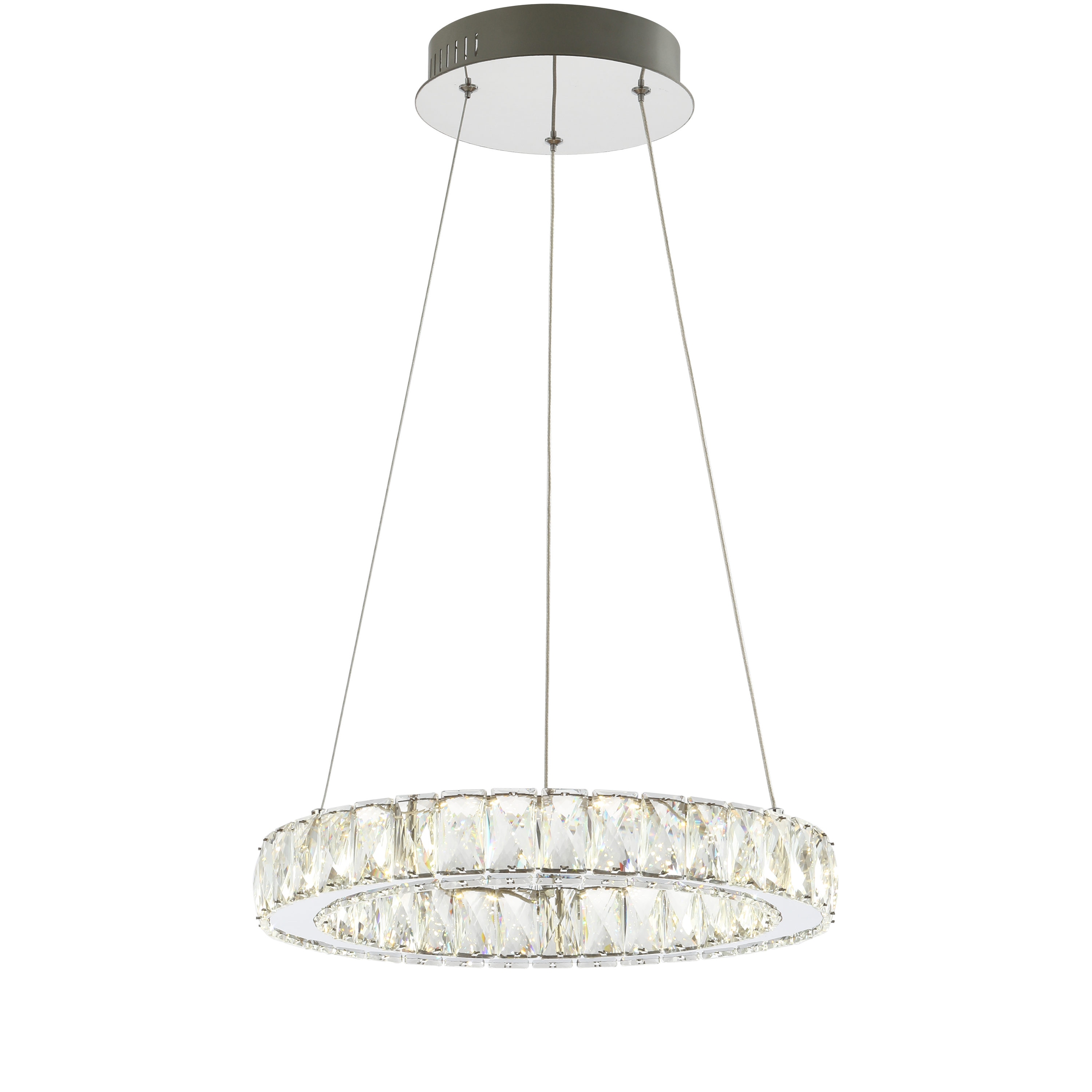Elegant Chrome Crystal Ring LED Chandelier 15.75" Flush Mount
