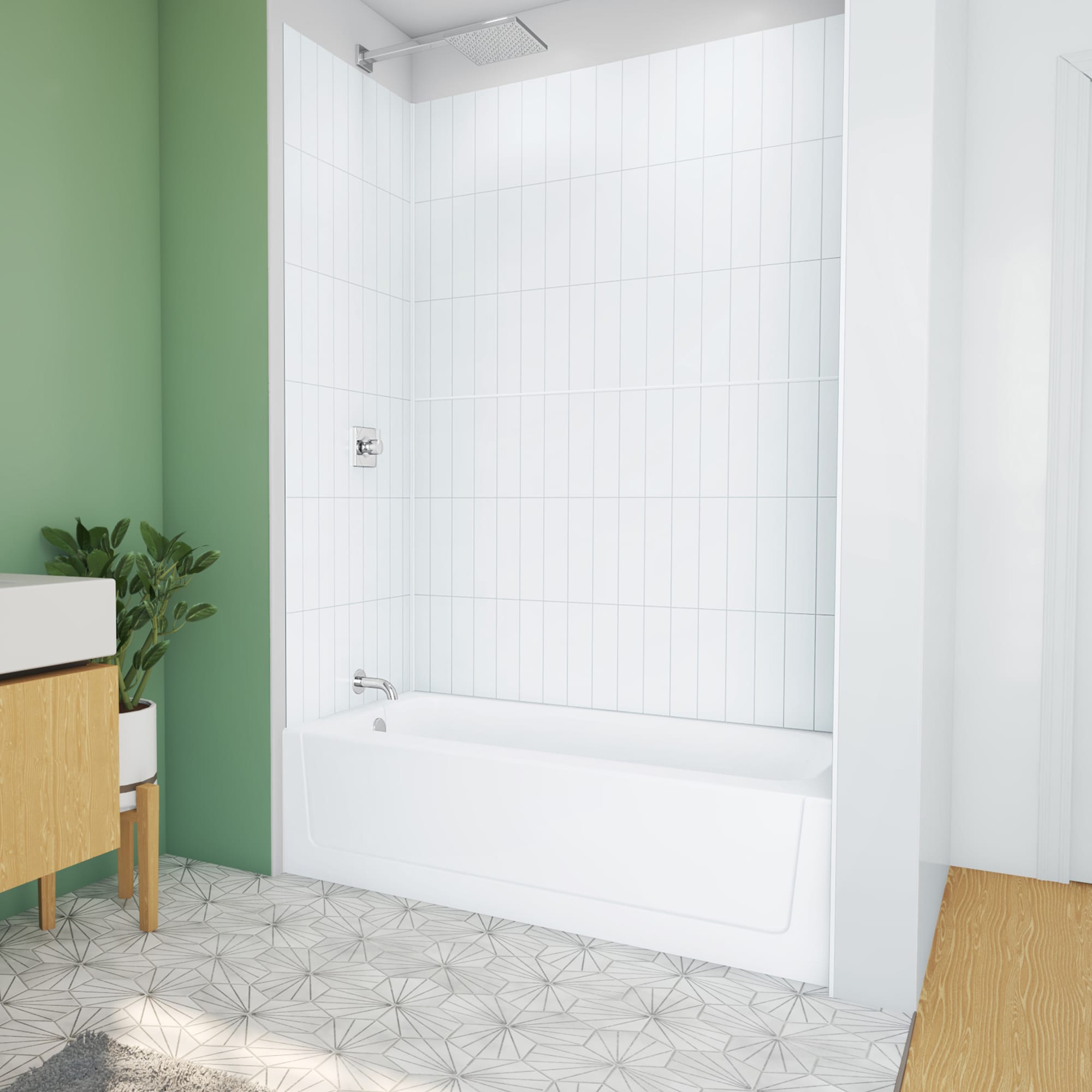 Laurel Mountain LM254027L-WH Sutter Tiny House 28-in x 54-in White Gel-coated fiberglass Rectangular Alcove Soaking bathtub ( Left Drain )