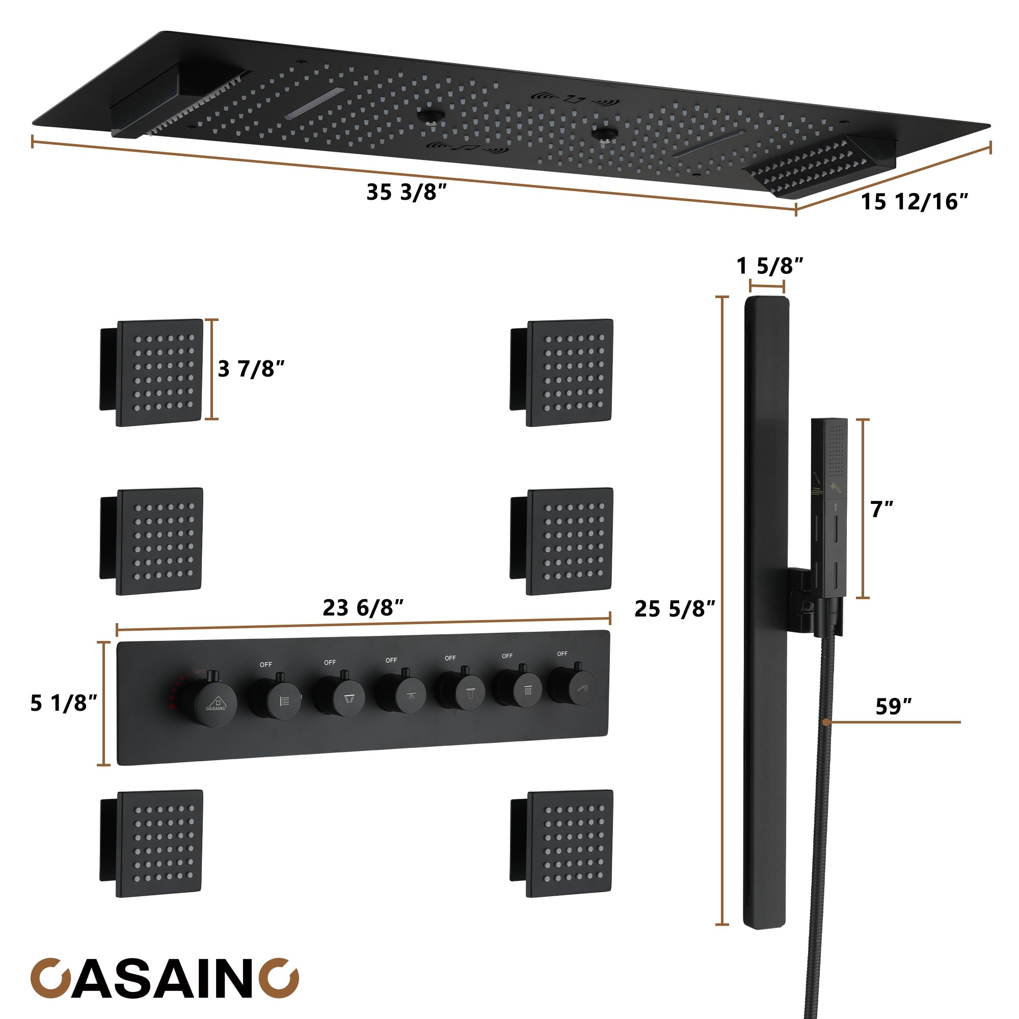 CASAINC KCHS0022-LEDMB Showerhead-Bar-Panels - View #9