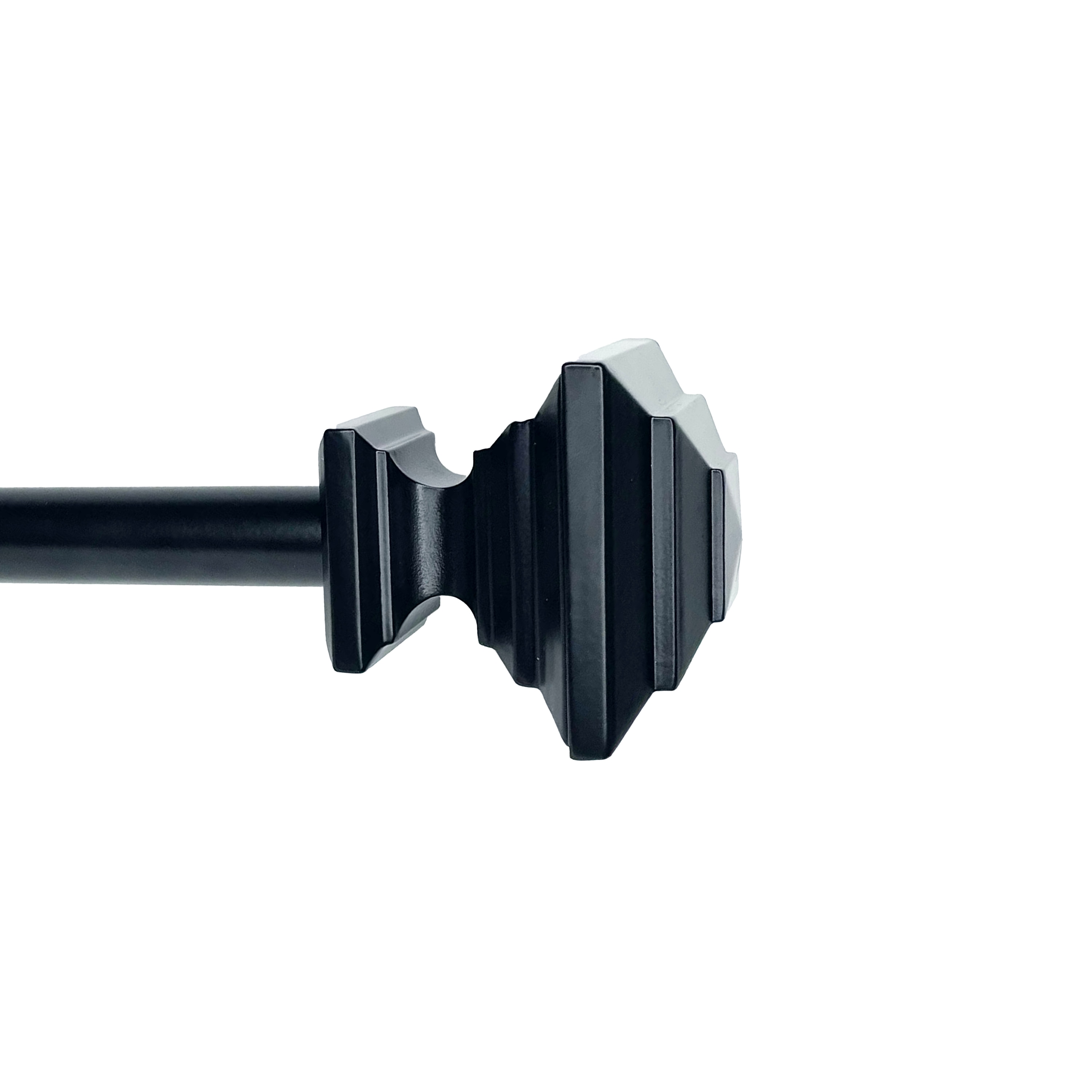 Versailles Home Fashions ID0772-90 72-in to 144-in Black Steel Single curtain rod with Finials