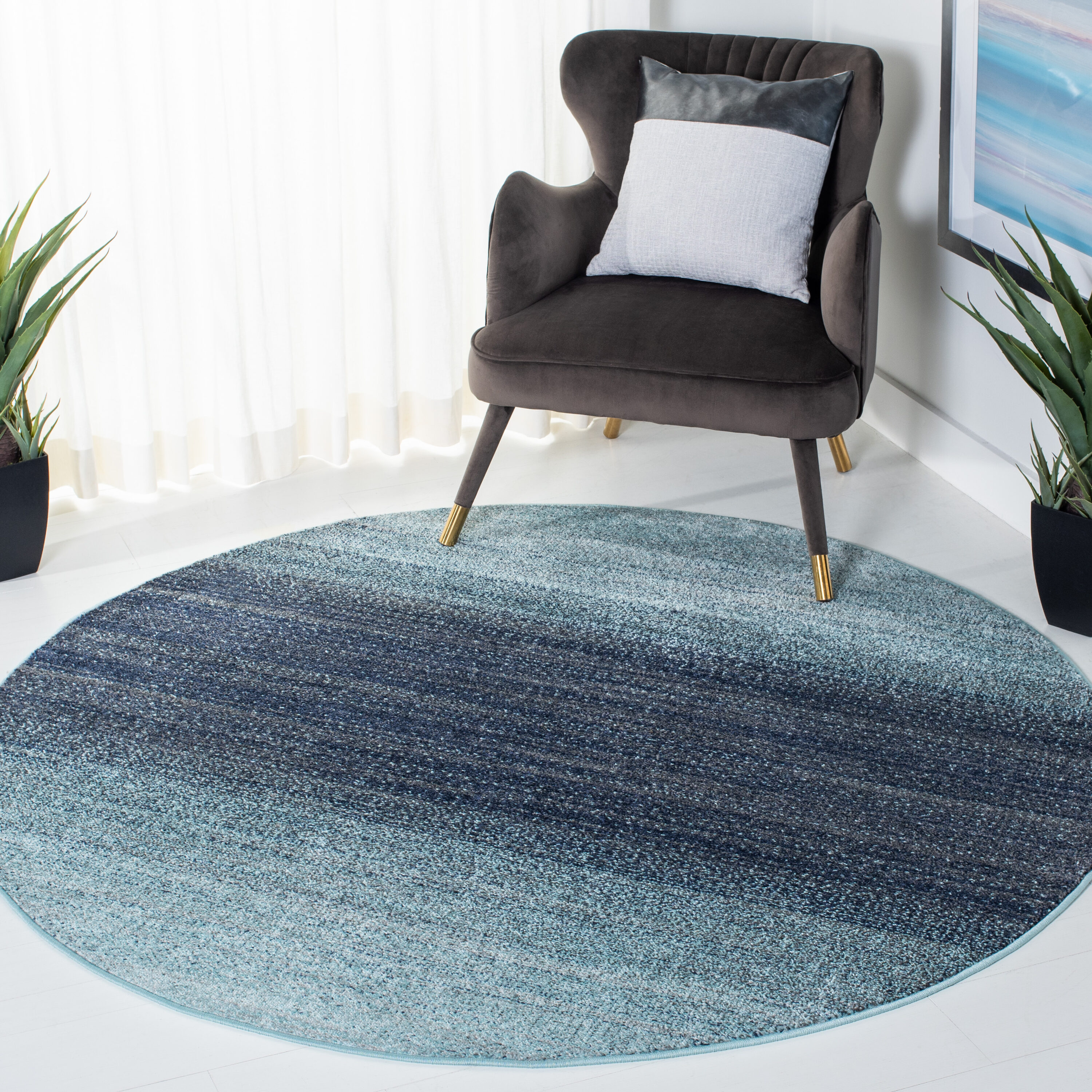 Adirondack 142V Purple Grey 6ft x 6ft Round Rug