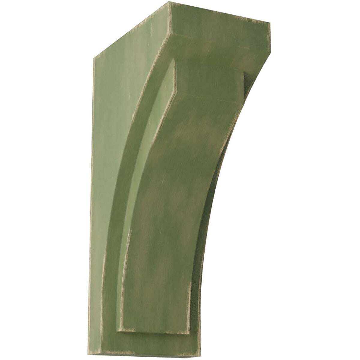 Ekena Millwork CORWD05X07X14FEGR 5.5-in x 7.75-in x 14-in Vintage Decor Finished Rubberwood Green Wood Paintable/Stainable Corbel