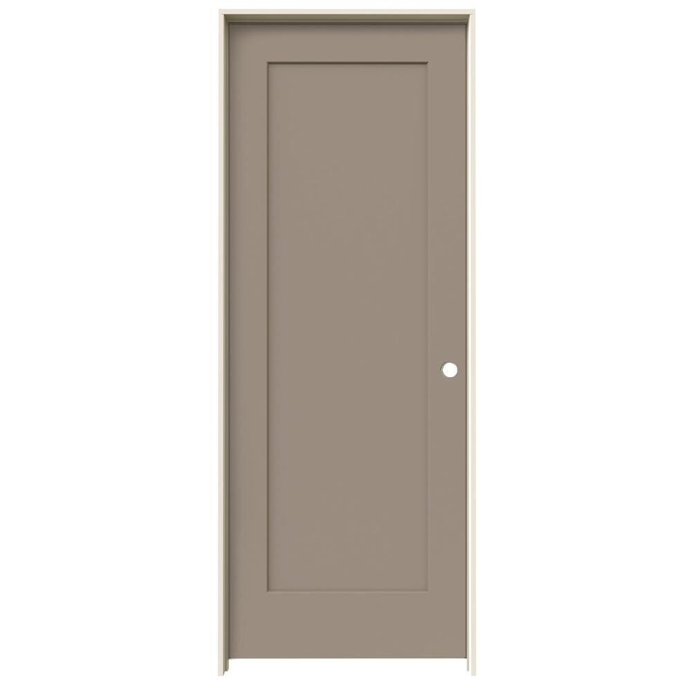 JELD-WEN LOWOLJW191200279 32-in x 80-in Pottery Solid Core 1-panel Square Left Hand Smooth Prefinished Molded Composite Flat Jamb Single Prehung Interior Door