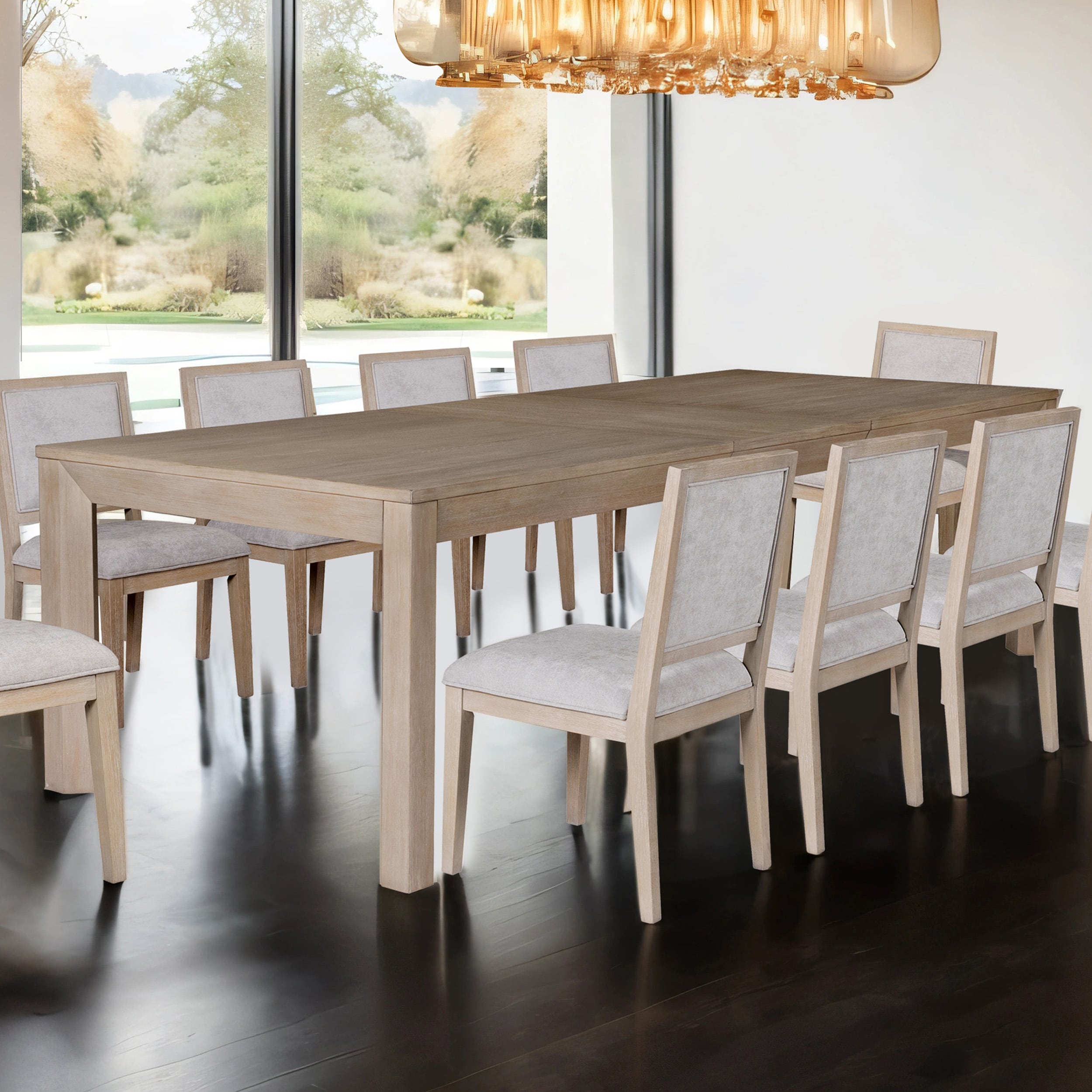 Furniture of America IDF-39011NT-T Flonnin Tawny Contemporary/Modern Extending Drop leaf Dining Table, Wood with Tawny Wood 118-Inches L x 30-Inches H