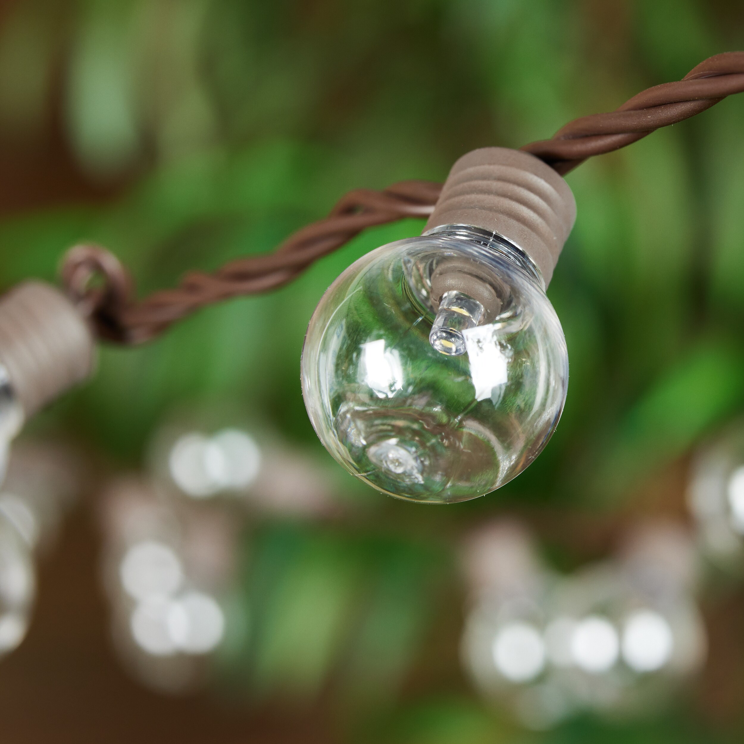 allen + roth 34-ft Plug-in Brown Indoor/Outdoor String Light with 100 White LED Globe Bulbs