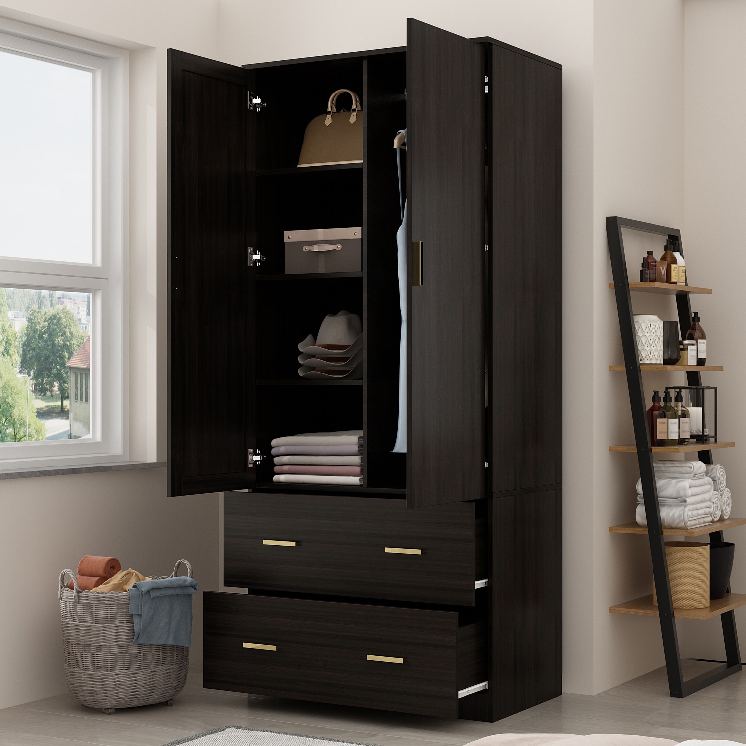 FUFU&GAGA CX0013-08 Dark Brown Armoire