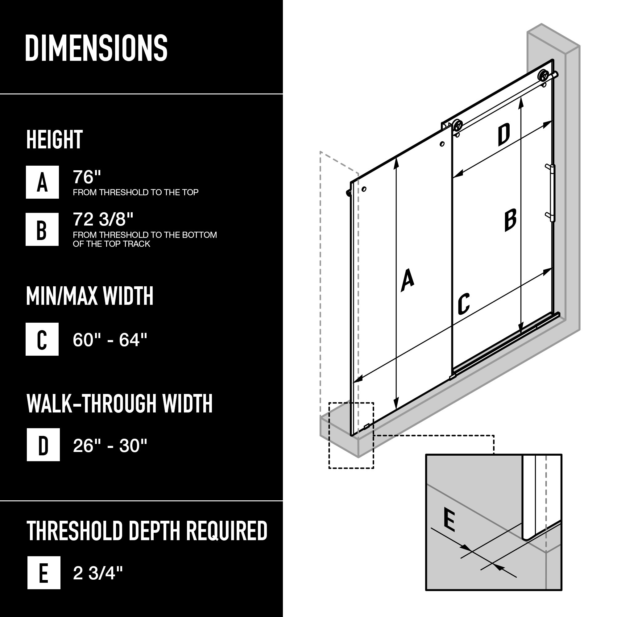 VIGO VG6044CHCL6476 Shower-Doors - View #2