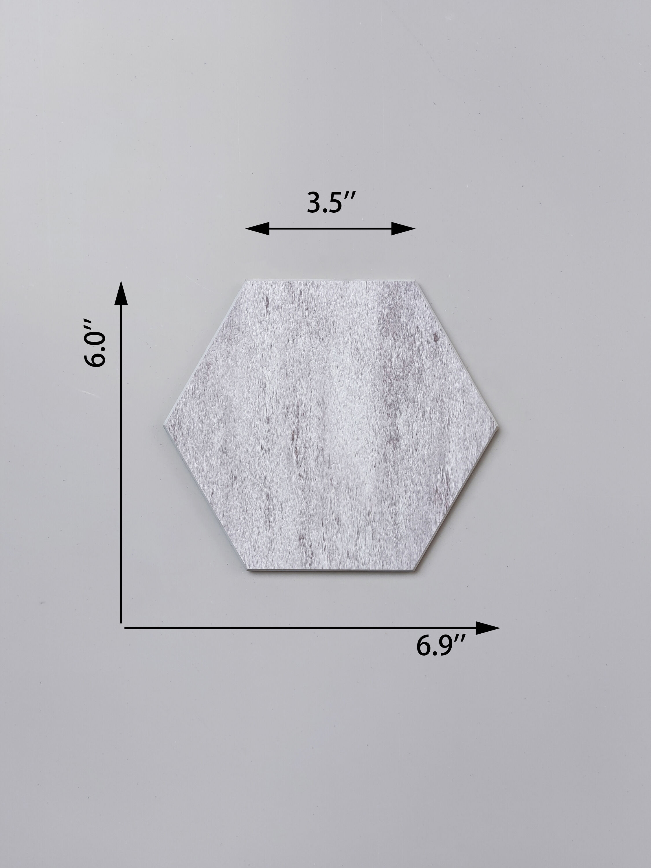 Bex 6" x 6.9" Mineral Gray Hexagon Peel & Stick Wall Tile