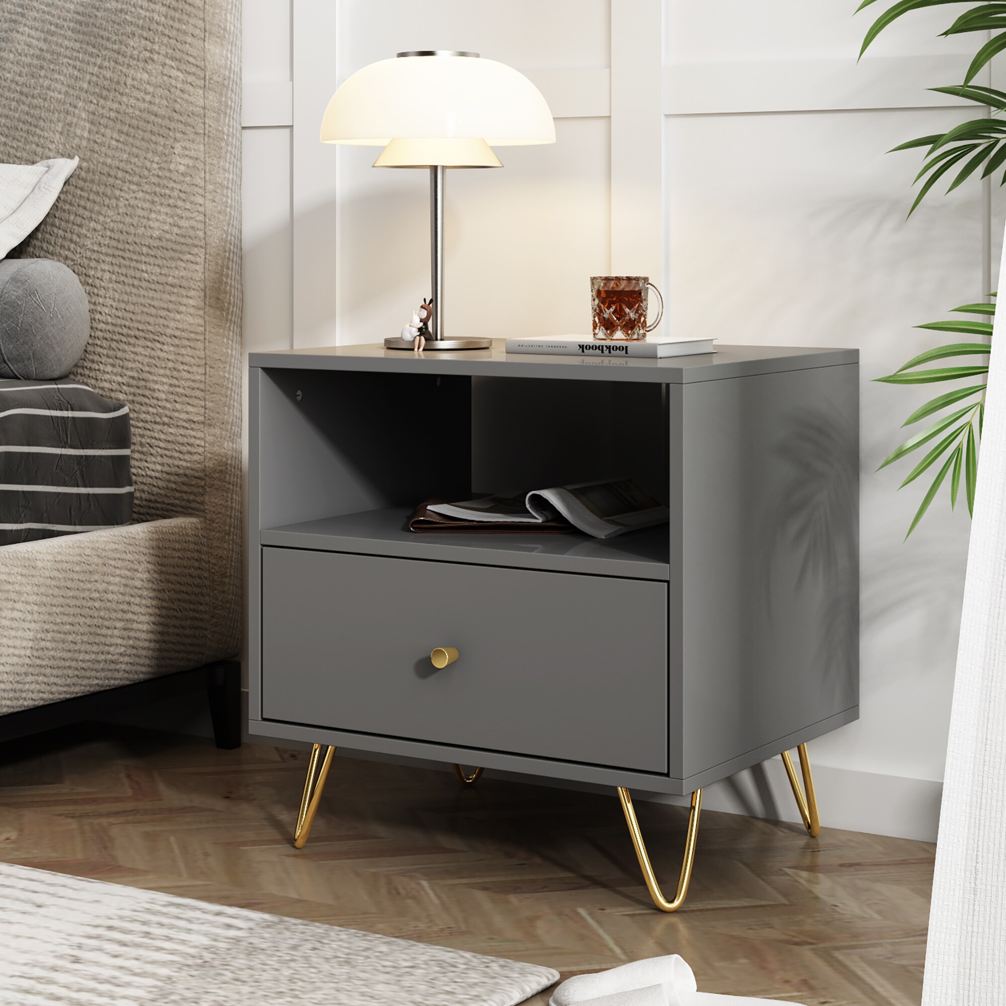 FUFU&GAGA LJY-KF210124-01 Nightstand Gray Nightstand