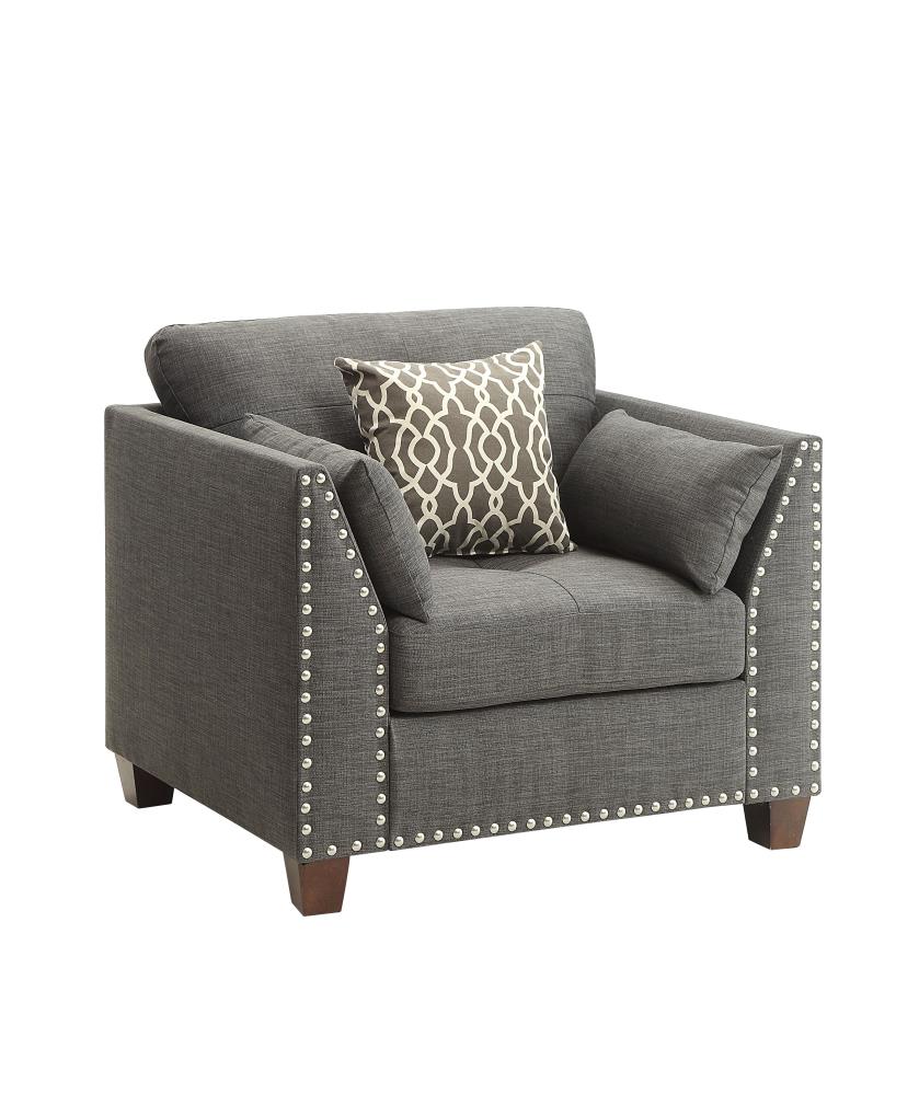 ACME FURNITURE 52407 Laurissa Modern Light Charcoal Linen Linen Accent Chair