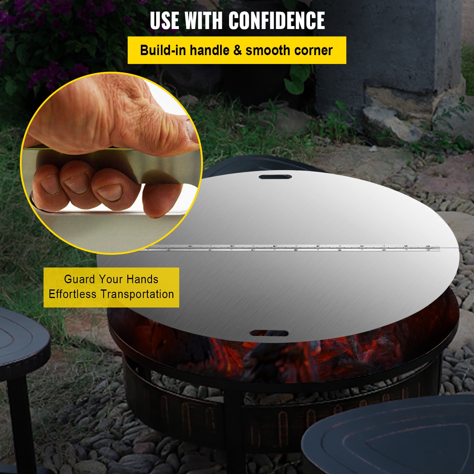 40'' Round Foldable Stainless Steel Fire Pit Lid