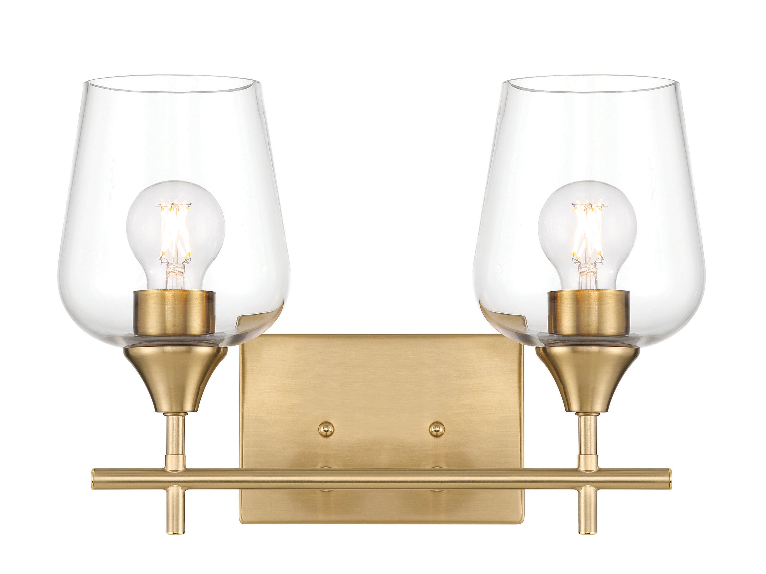 allen + roth VB24-2GD Meredith 15.31-in 2 -Light Gold Modern/contemporary Vanity light