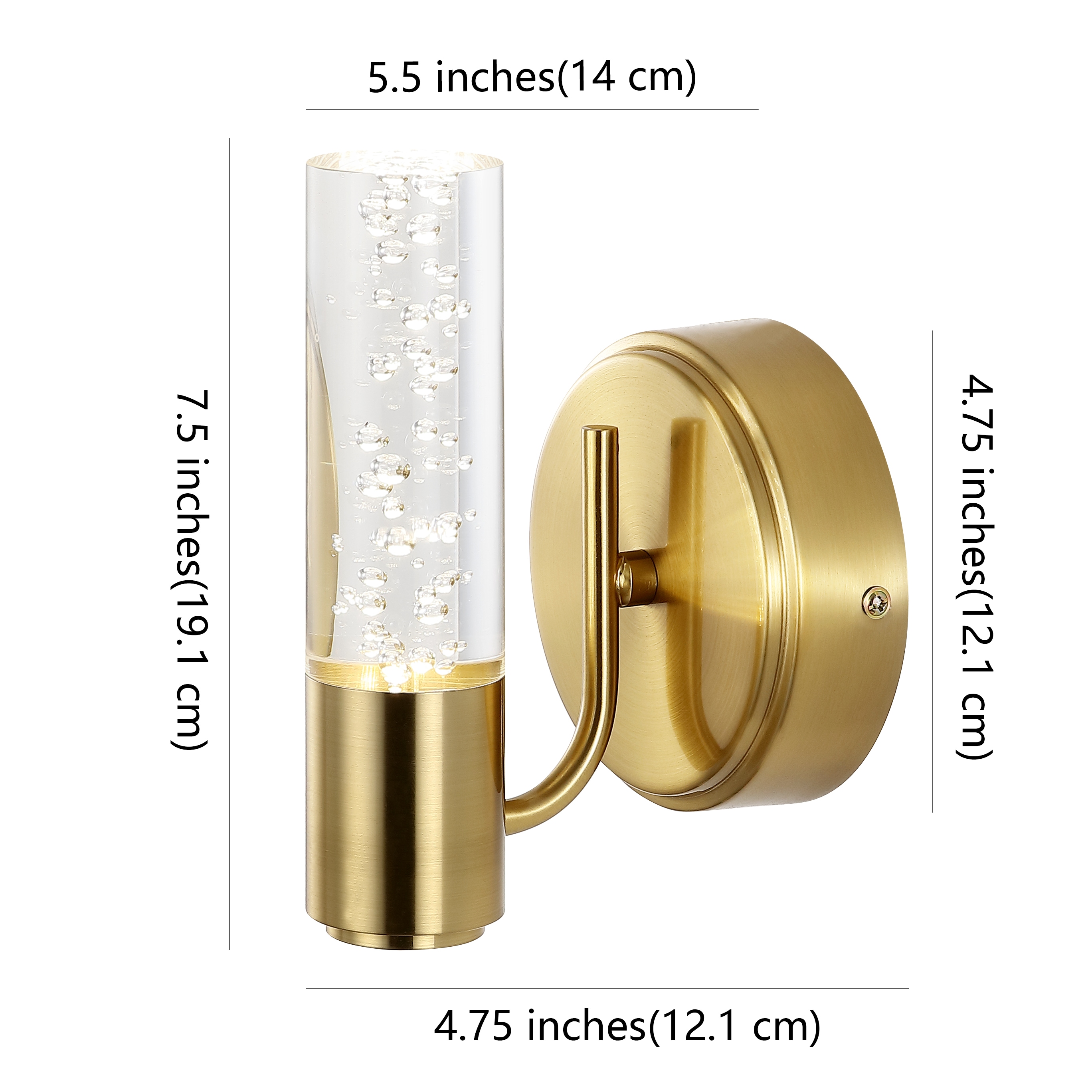 Bolha Classic Minimalist Brass-Gold LED Vanity Wall Light
