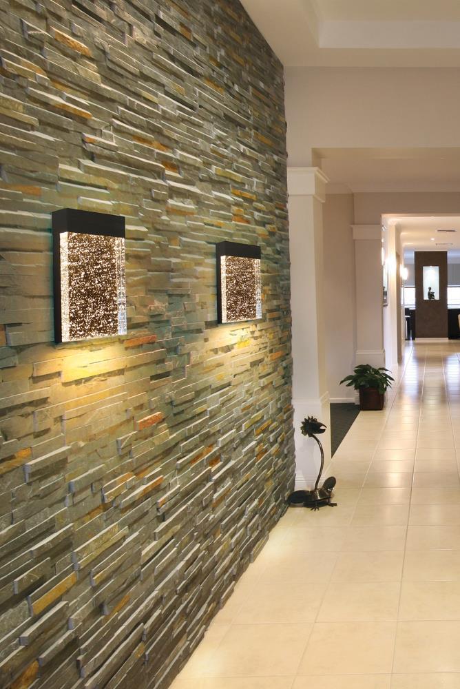 Venecia Matte Black LED Outdoor Wall Light with Clear Seeded Glass
