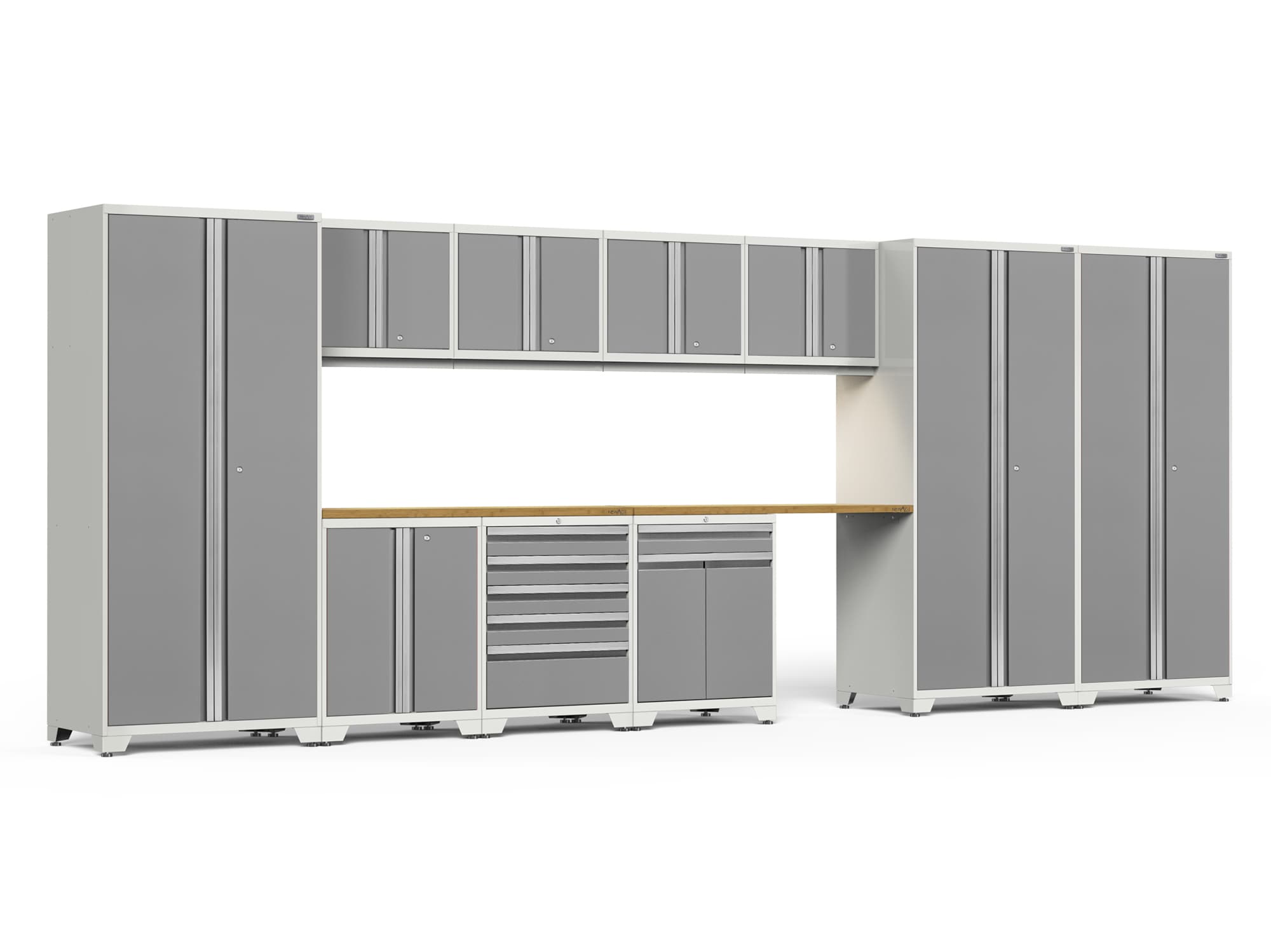NewAge Products Pro 10-Cabinets Steel Garage Storage System in Platinum ...