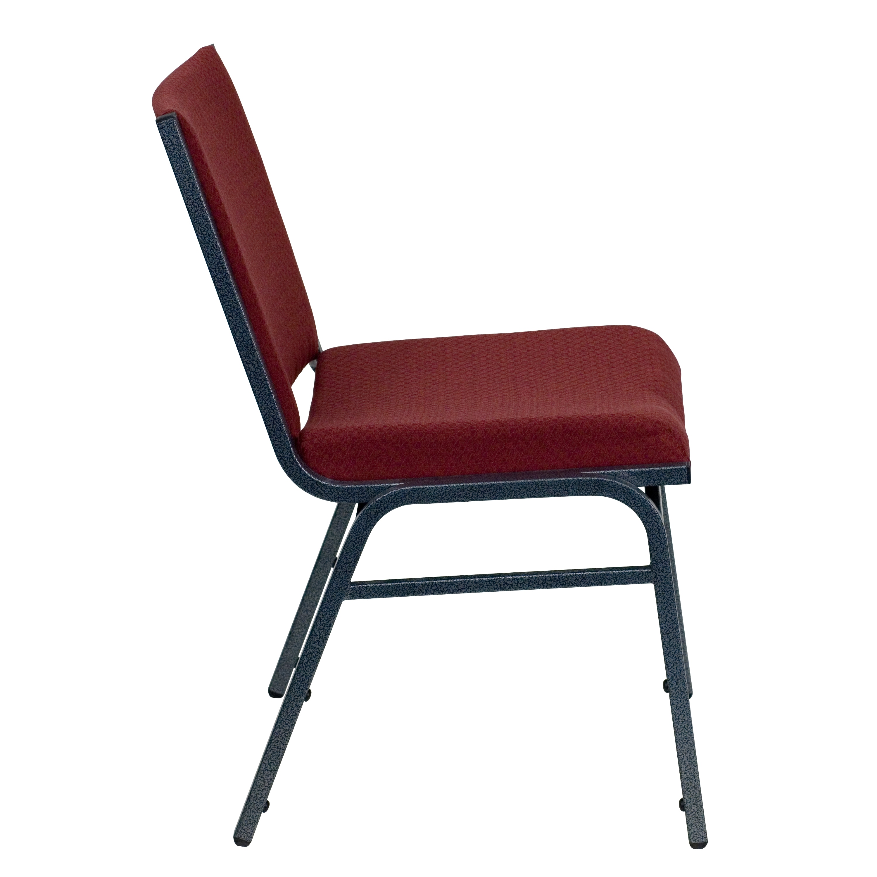 Burgundy Patterned Fabric Armless Stacking Reception Chair