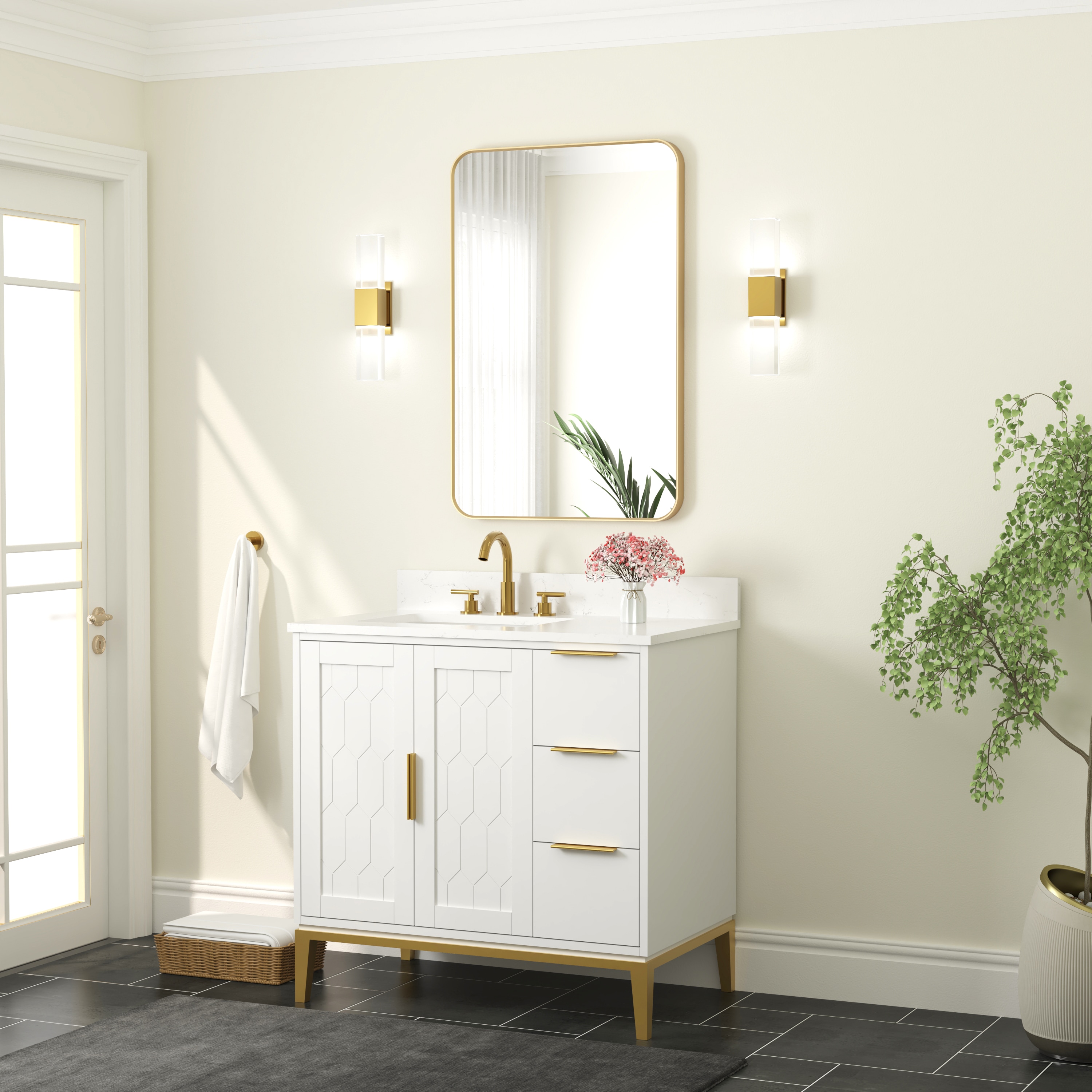 WELLFOR F1MR2436BG Framed-Bath-Mirrors - View #2