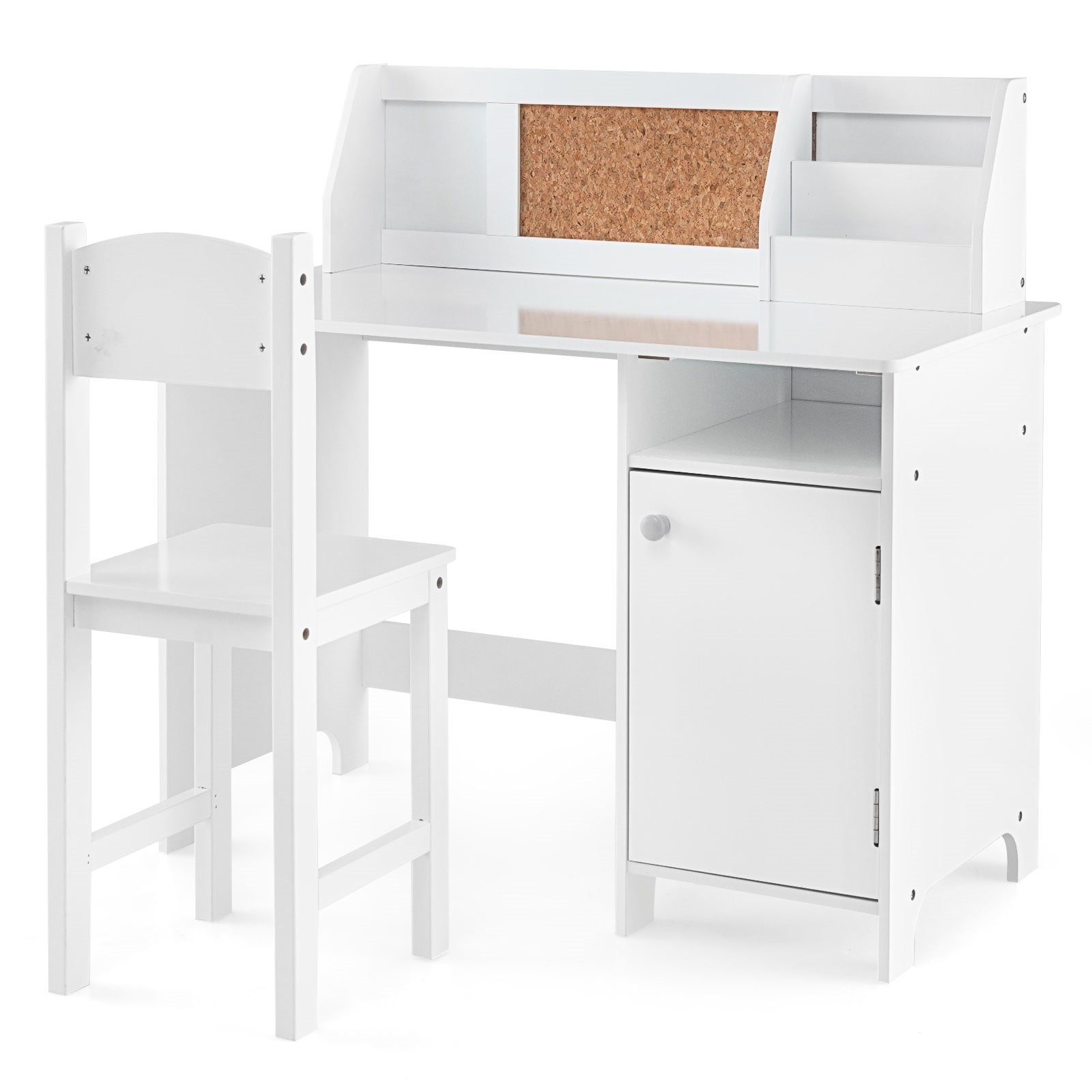 Slickblue D-CO-HW12101YH Multifunction Kids Desk Set - White Rectangular Kids Play Table with Ergonomic Chair and Cable Management (1 Chair) – Classroom Kids Room Playroom