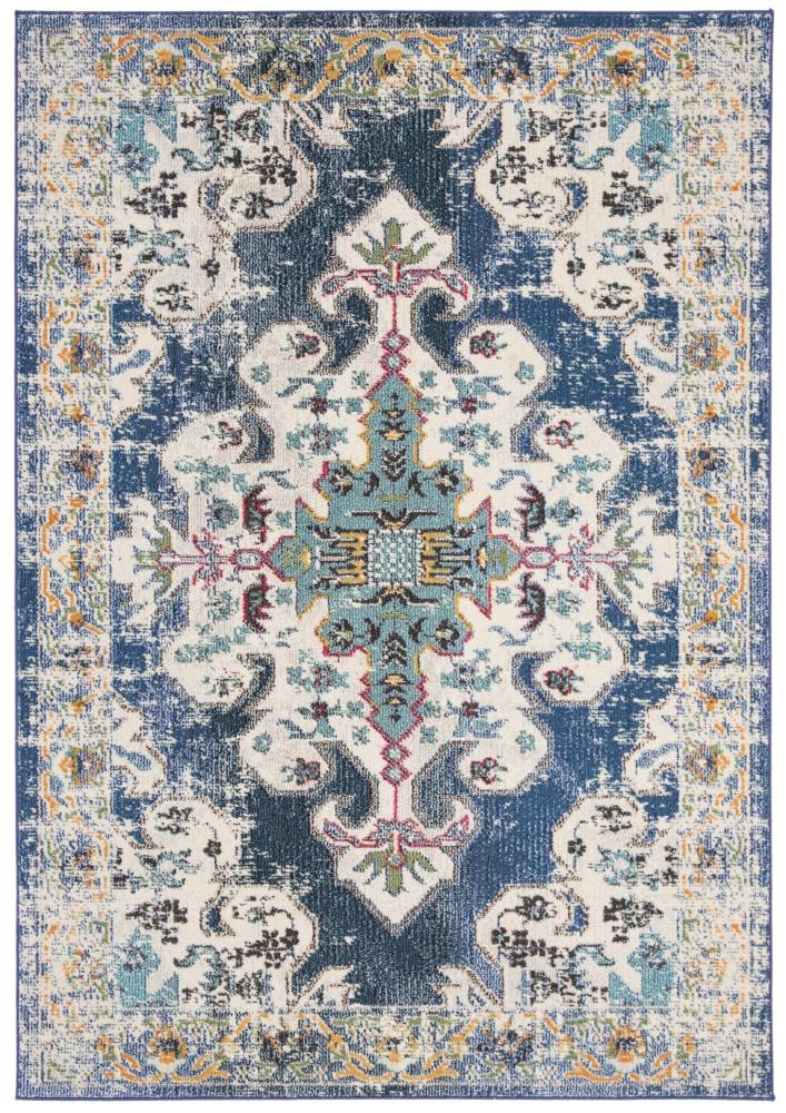 Safavieh Madison Kenora 9 x 12 Navy/Gray Indoor Distressed/Overdyed Vintage Area Rug